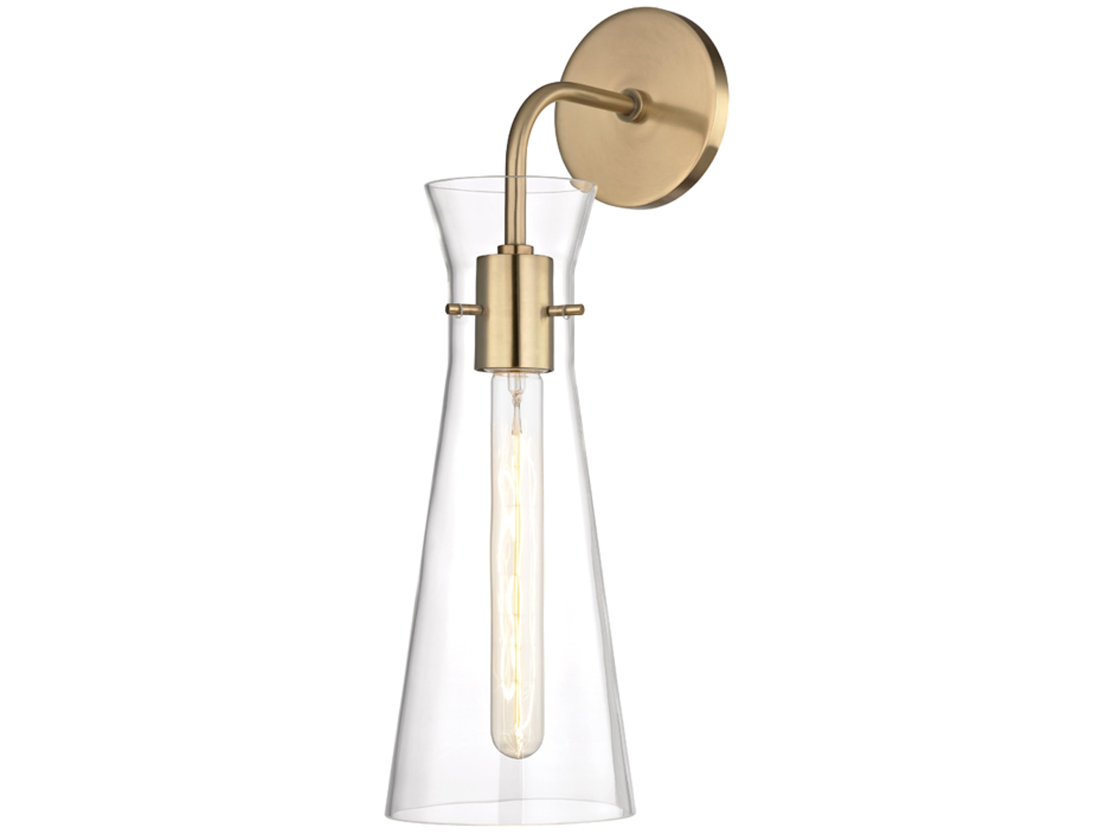 Mitzi Anya 1-Light Aged Brass Clear Glass Wall Sconce