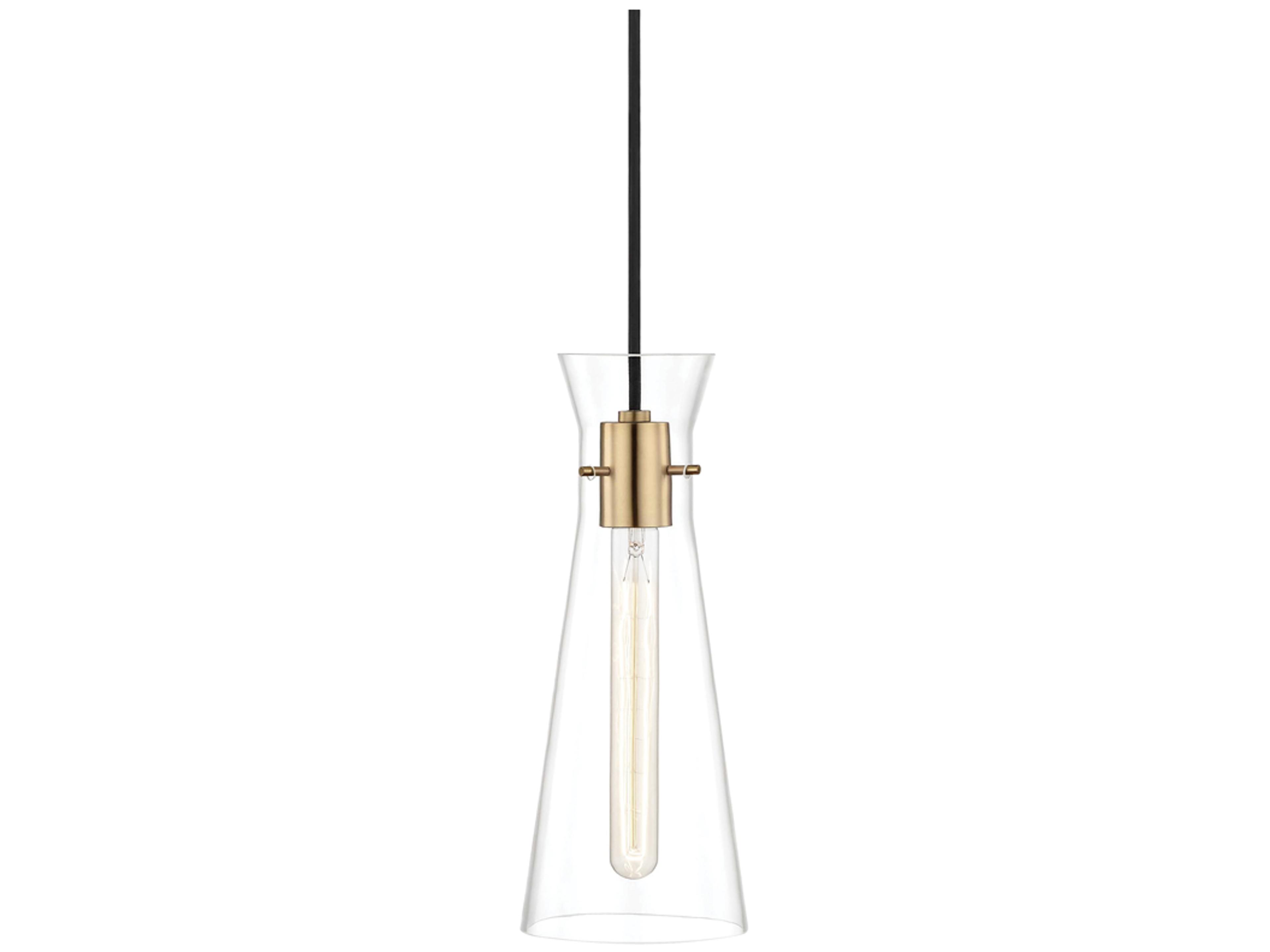 Mitzi Anya 1-Light Aged Brass Glass Mini Pendant