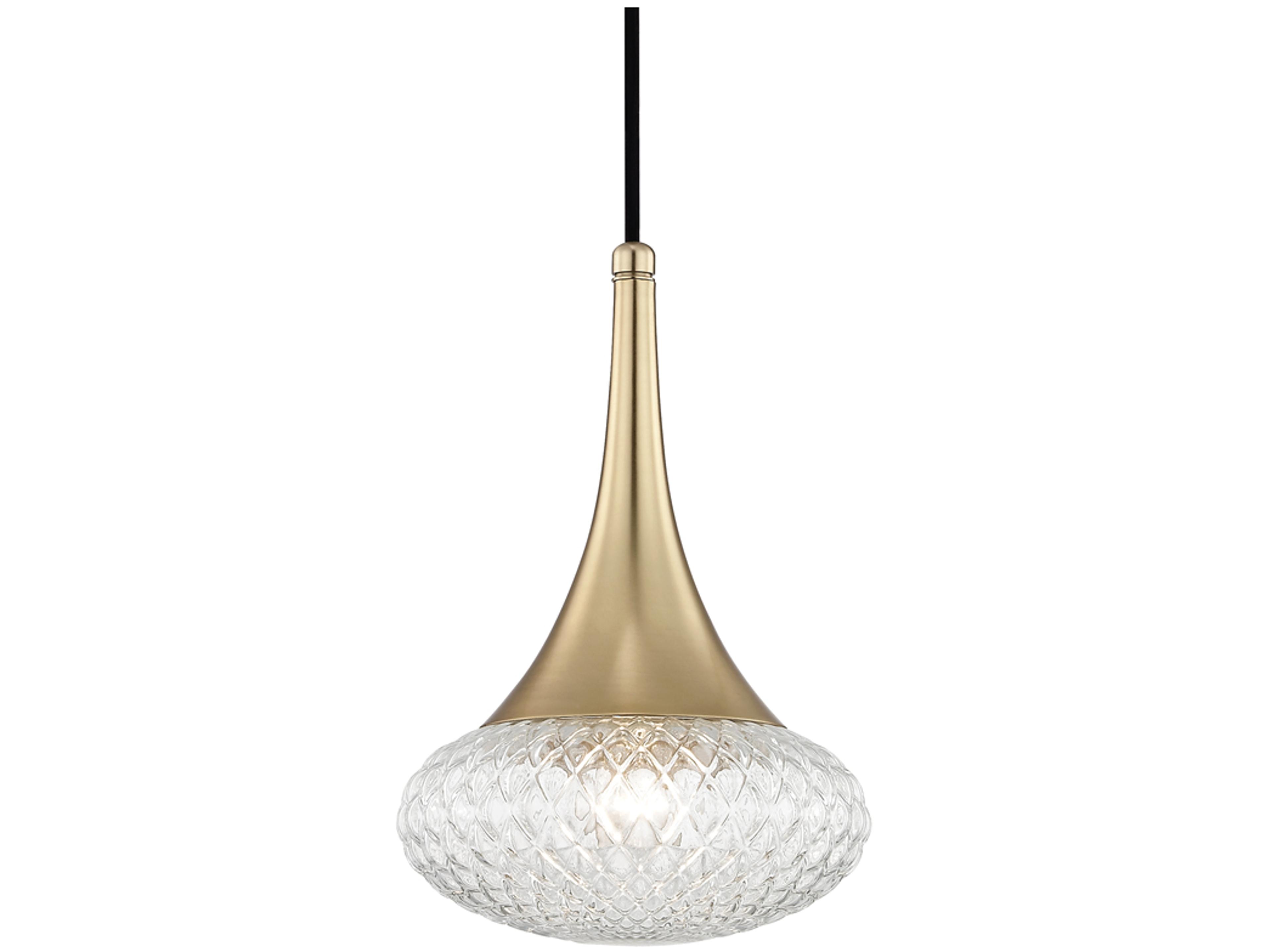 Mitzi Bella 1-Light Aged Brass Glass Bowl Mini Pendant