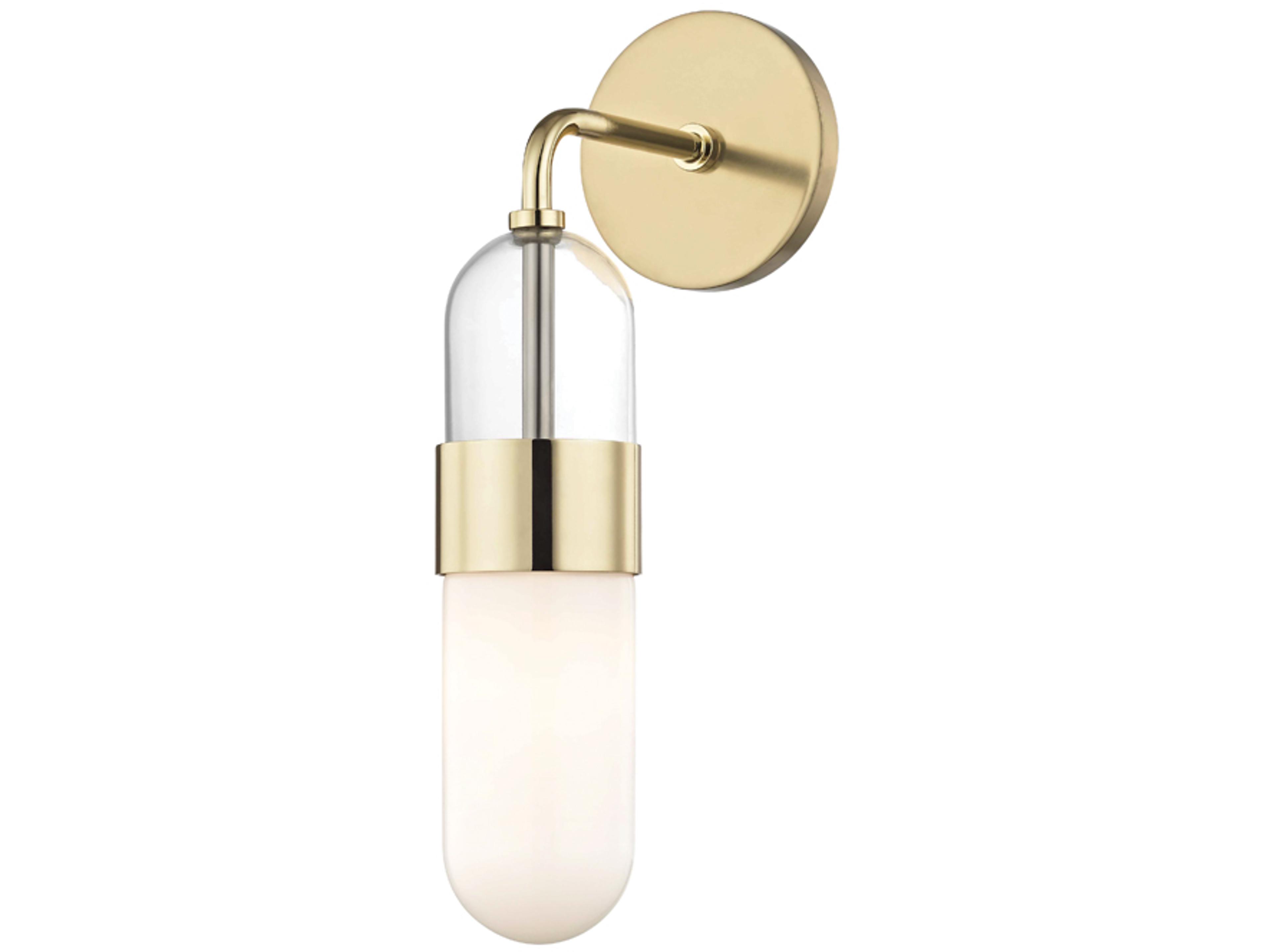 Mitzi Emilia 1-Light Polished Brass Glass LED Wall Sconce