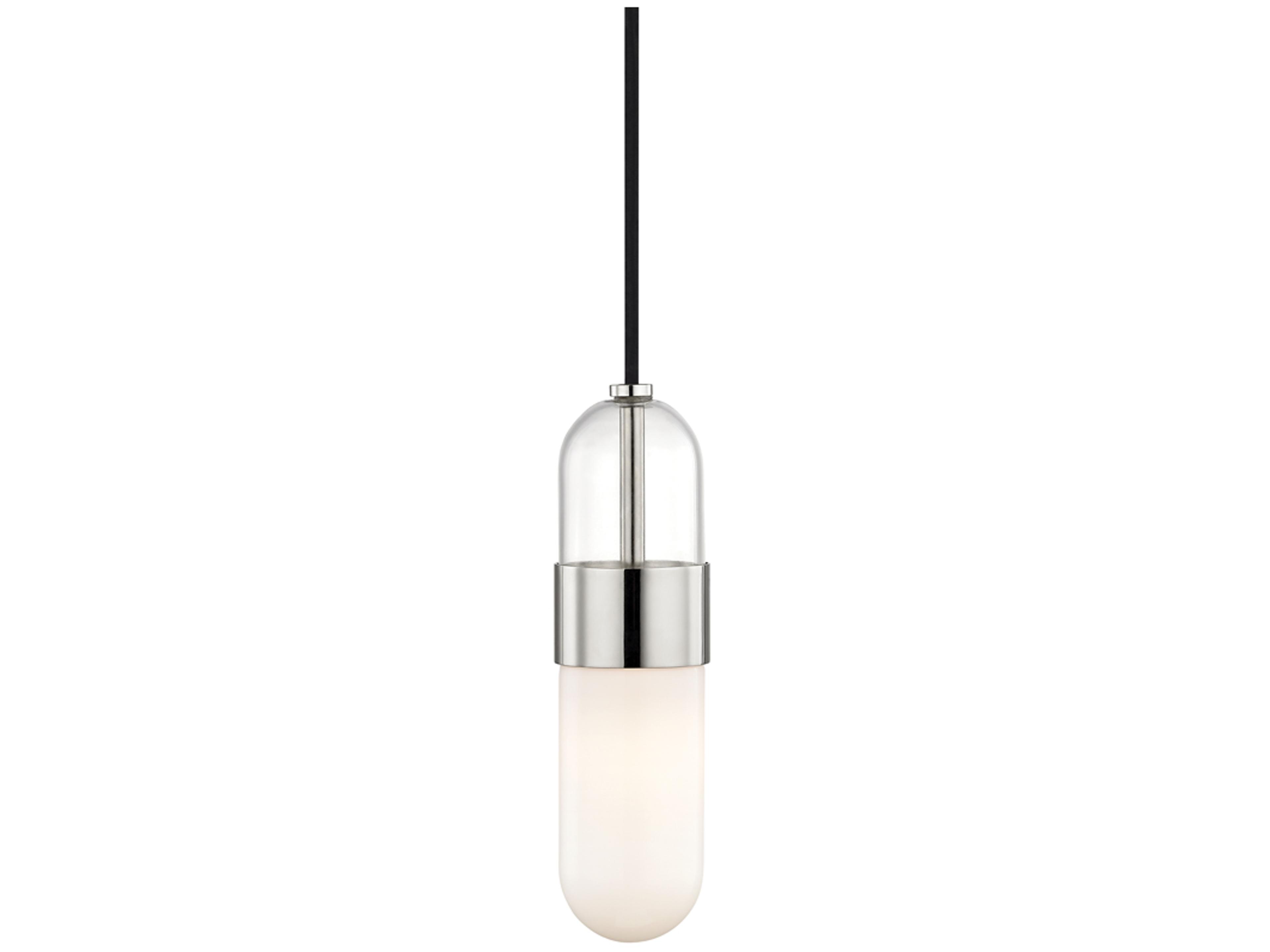 Mitzi Emilia 1-Light Polished Nickel Glass LED Cylinder Mini Pendant