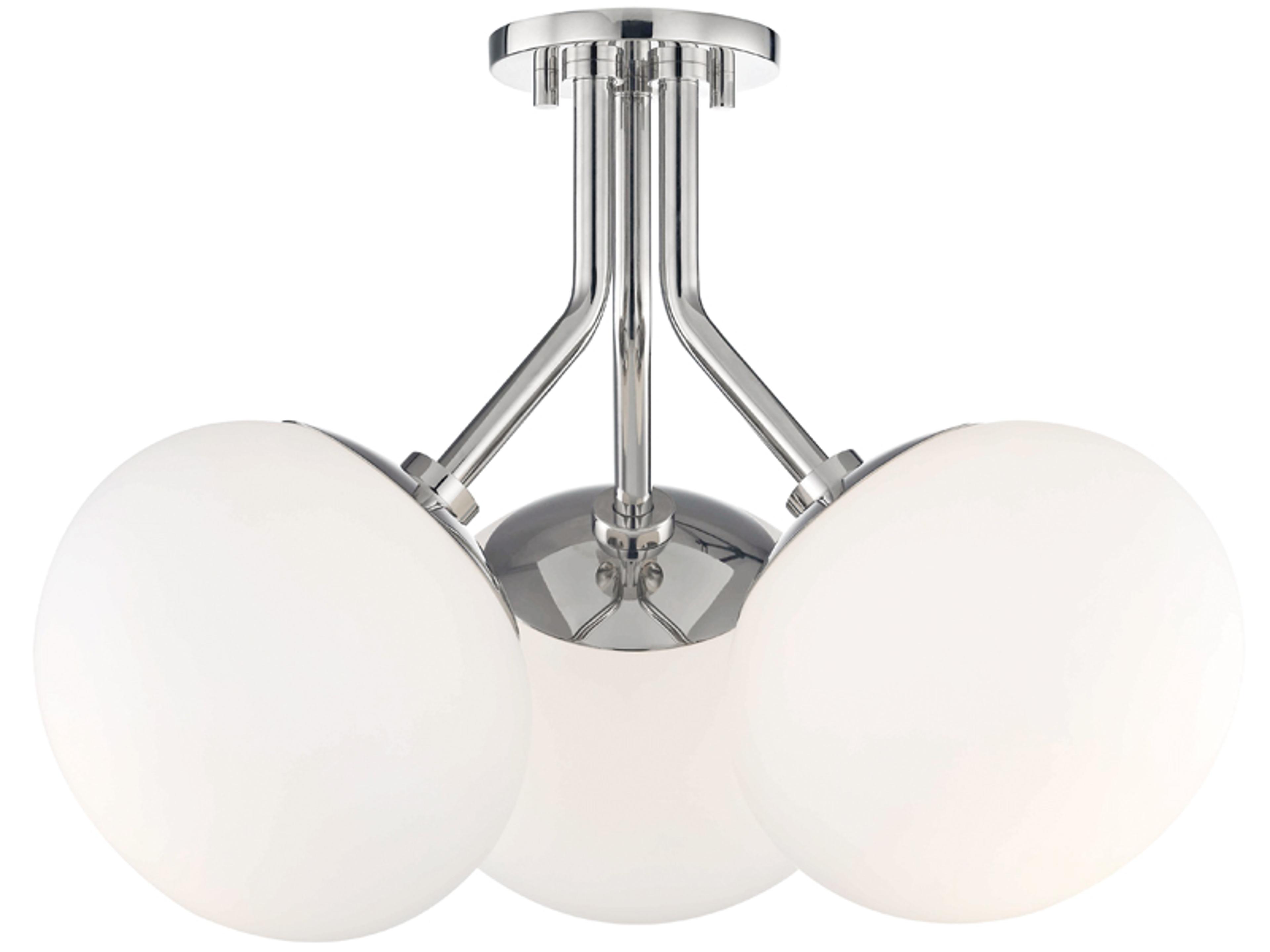 Mitzi Estee 3-Light Polished Nickel Glass Globe Semi Flush Mount