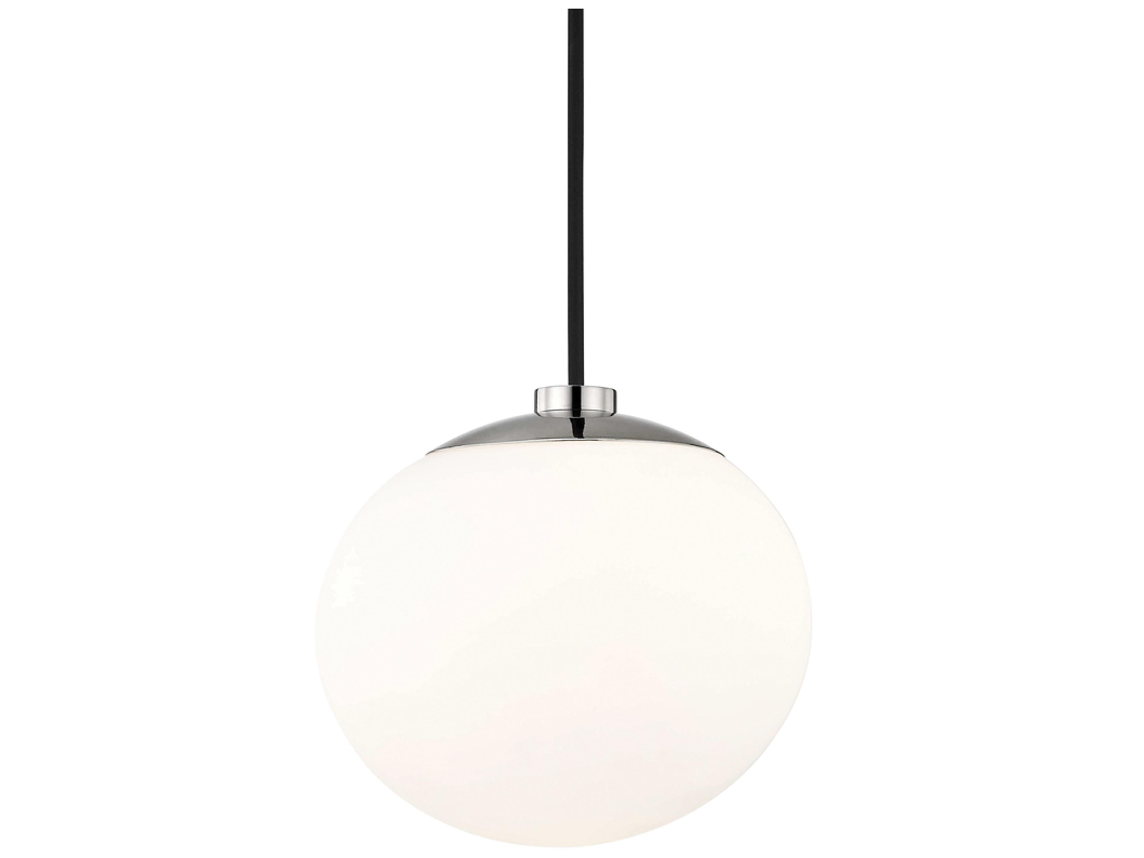 Mitzi Estee 1-Light Polished Nickel White Glass Globe Mini Pendant
