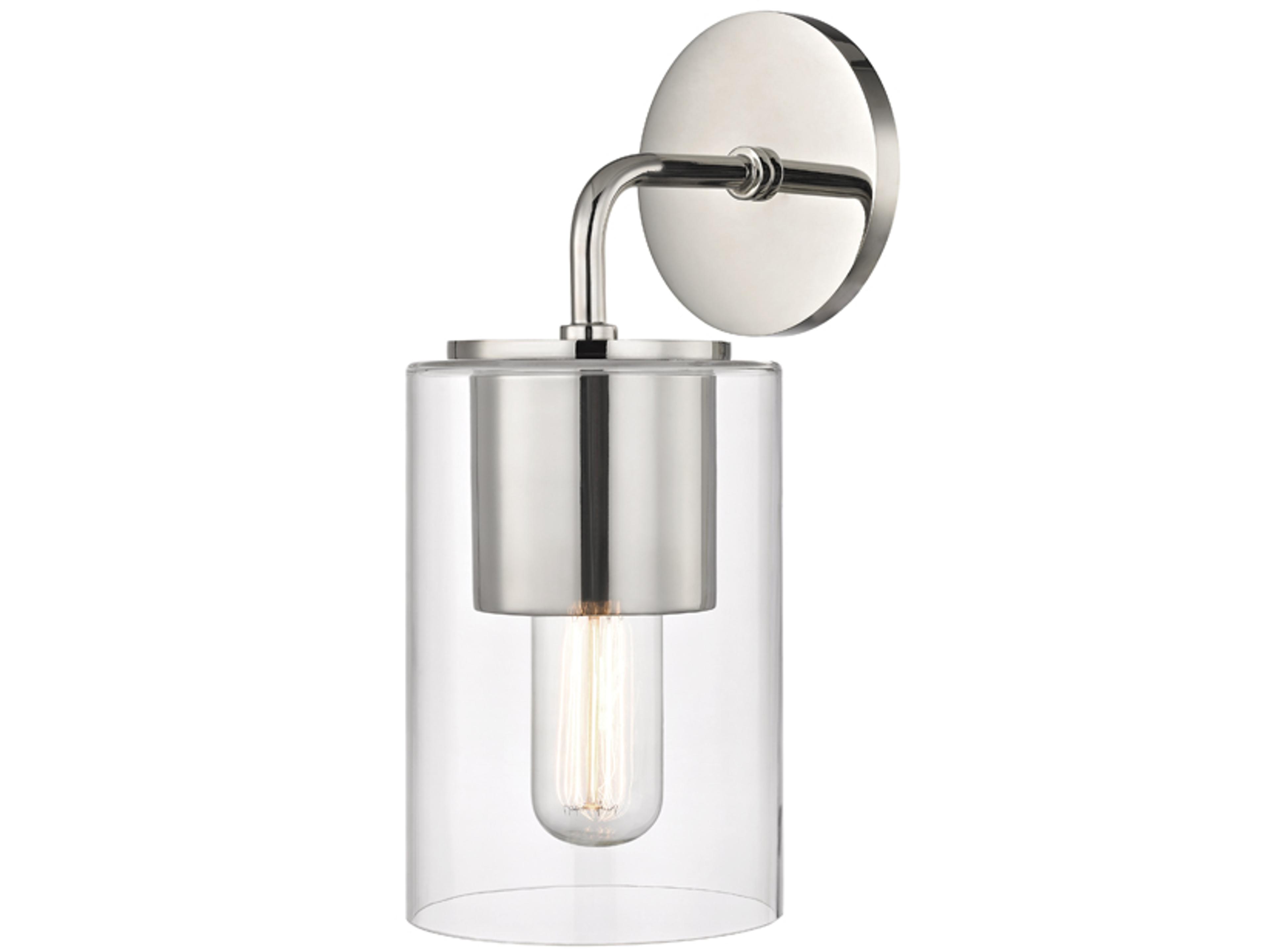 Mitzi Lula 1-Light Polished Nickel Clear Glass Wall Sconce
