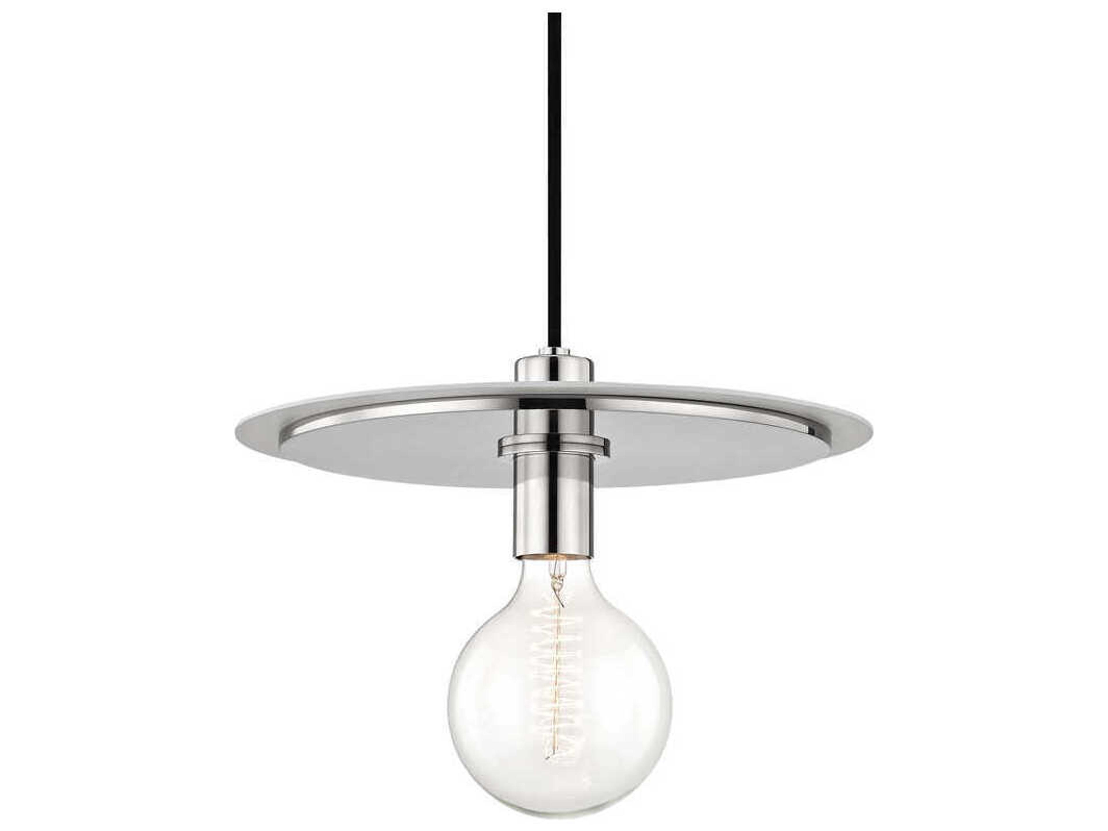 Mitzi Milo 1-Light Polished Nickel White Geometric Round Pendant