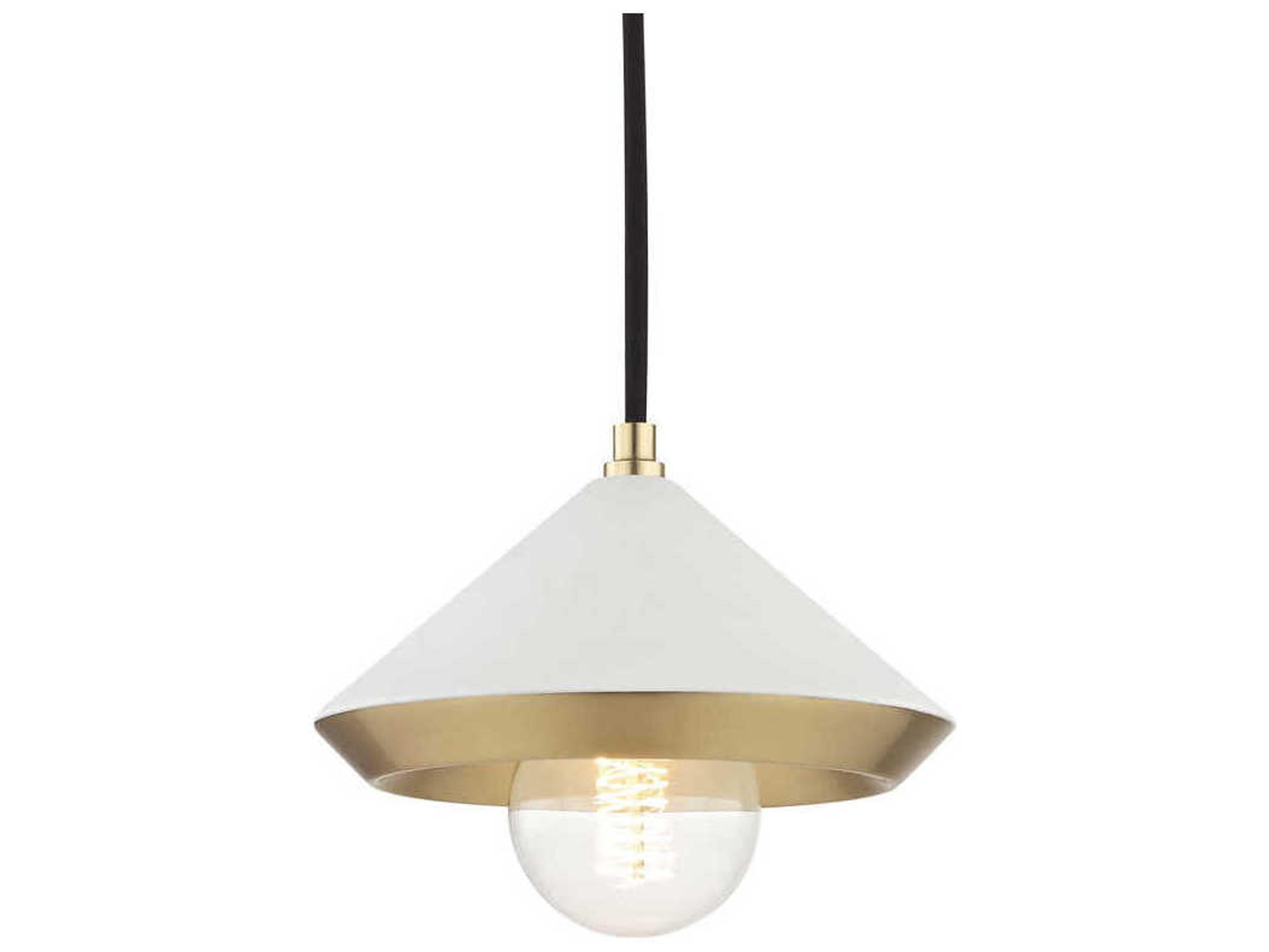 Mitzi Marnie 1-Light Aged Brass Soft Off White Mini Pendant