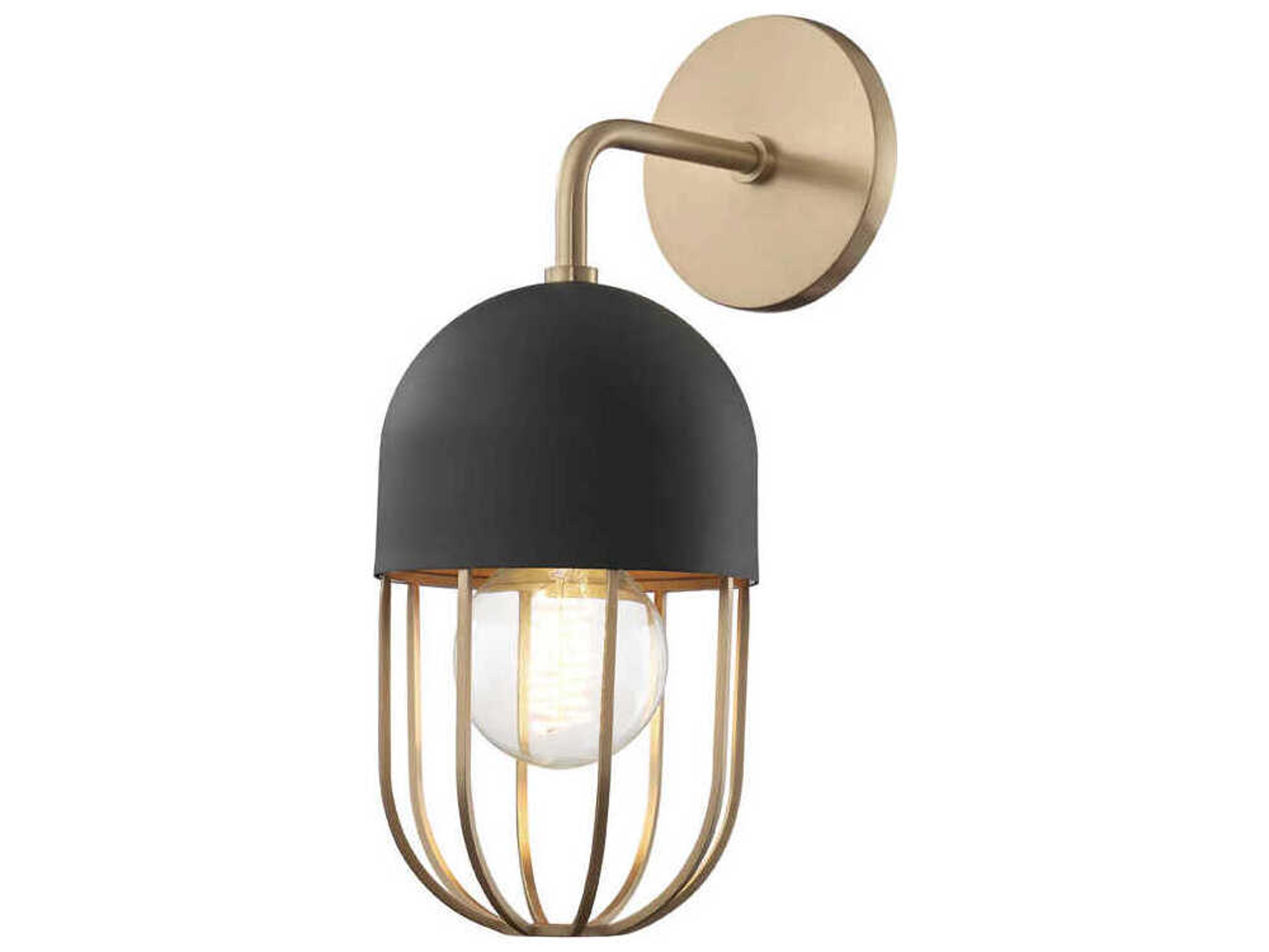 Mitzi Haley 1-Light Aged Brass Black Wall Sconce
