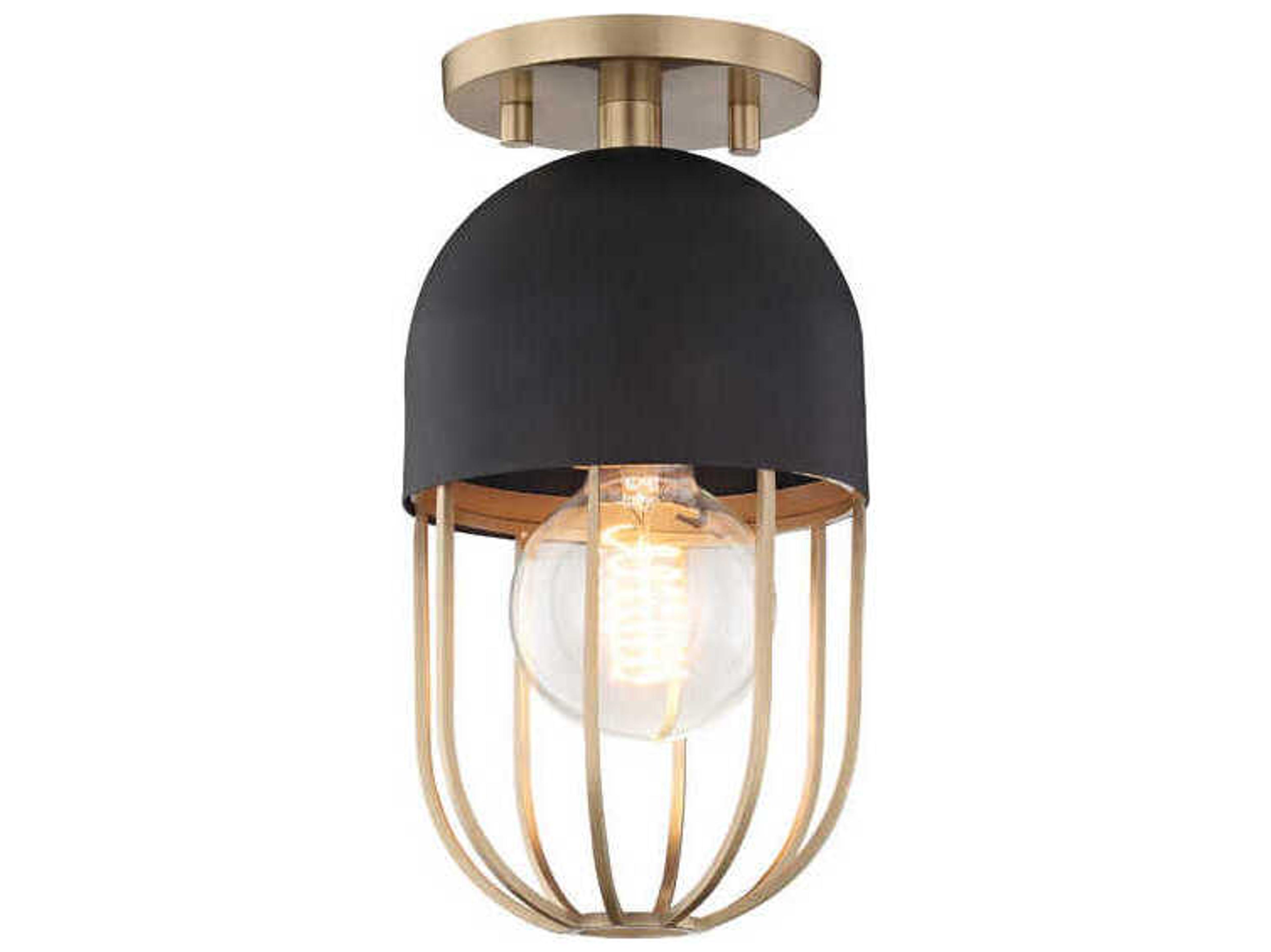 Mitzi Haley 1-Light Aged Brass Black Semi Flush Mount