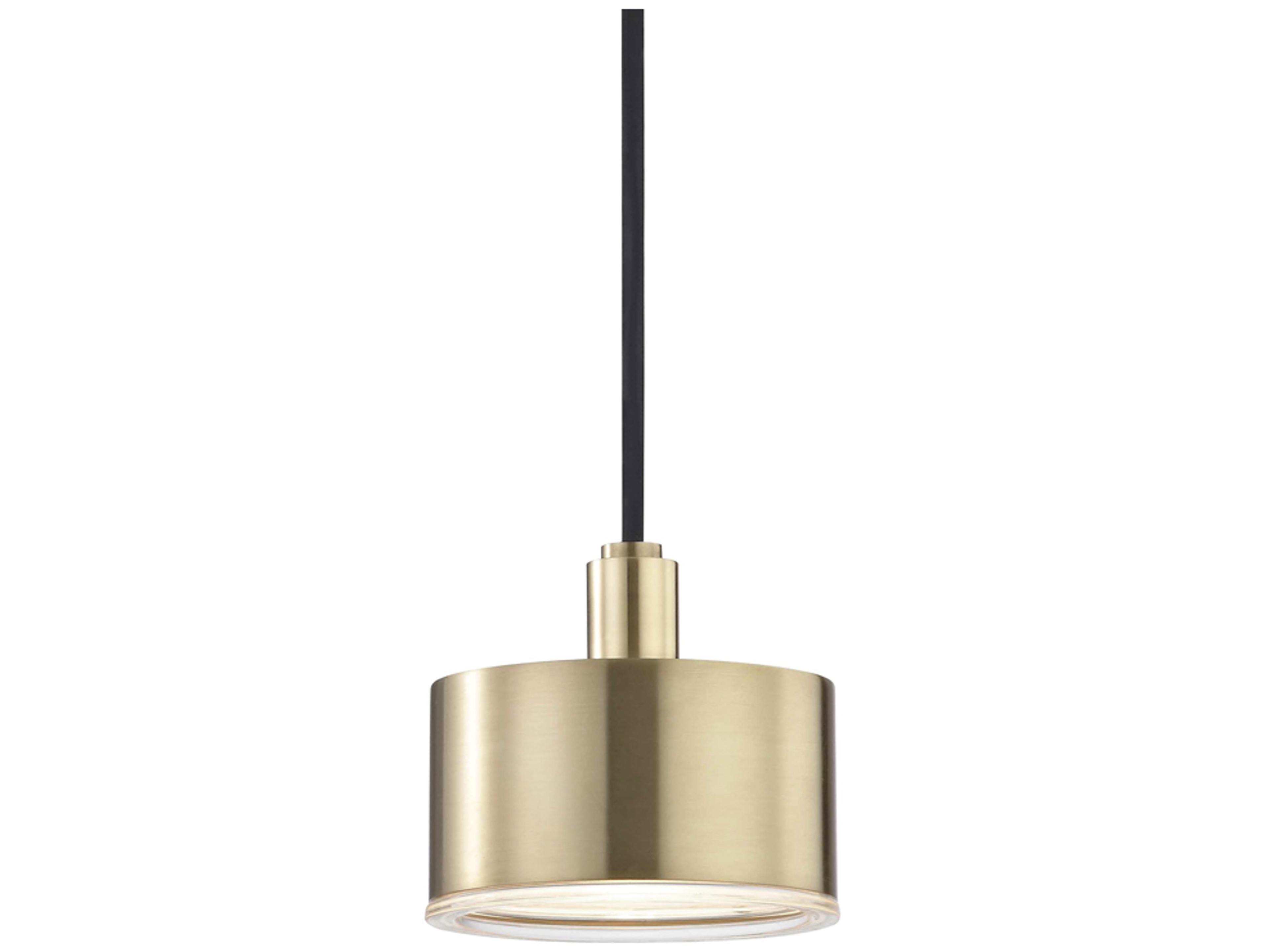 Mitzi Nora 1-Light Aged Brass Clear Glass LED Drum Mini Pendant