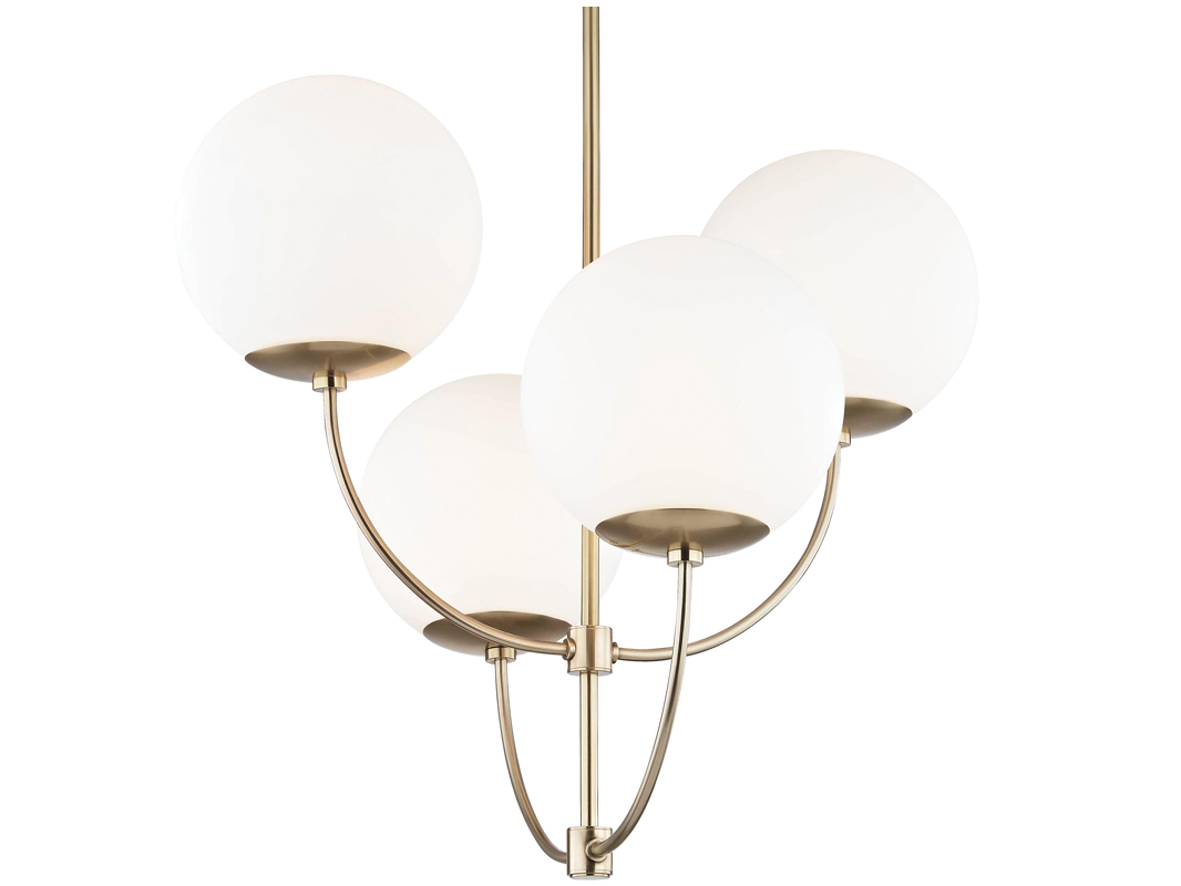Mitzi Carrie 4-Light Aged Brass Glass Globe Chandelier