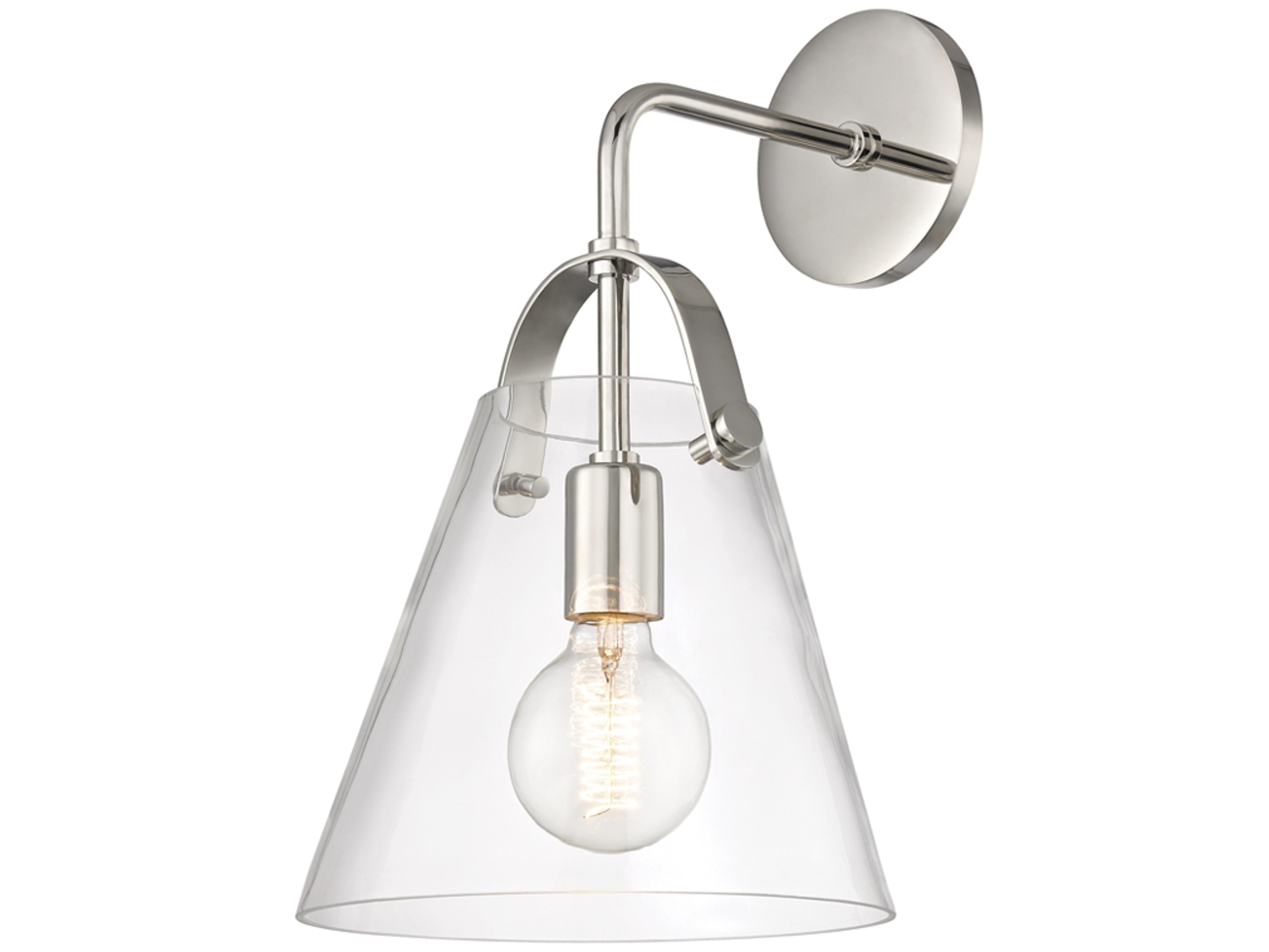 Mitzi Karin 1-Light Polished Nickel Clear Glass Wall Sconce