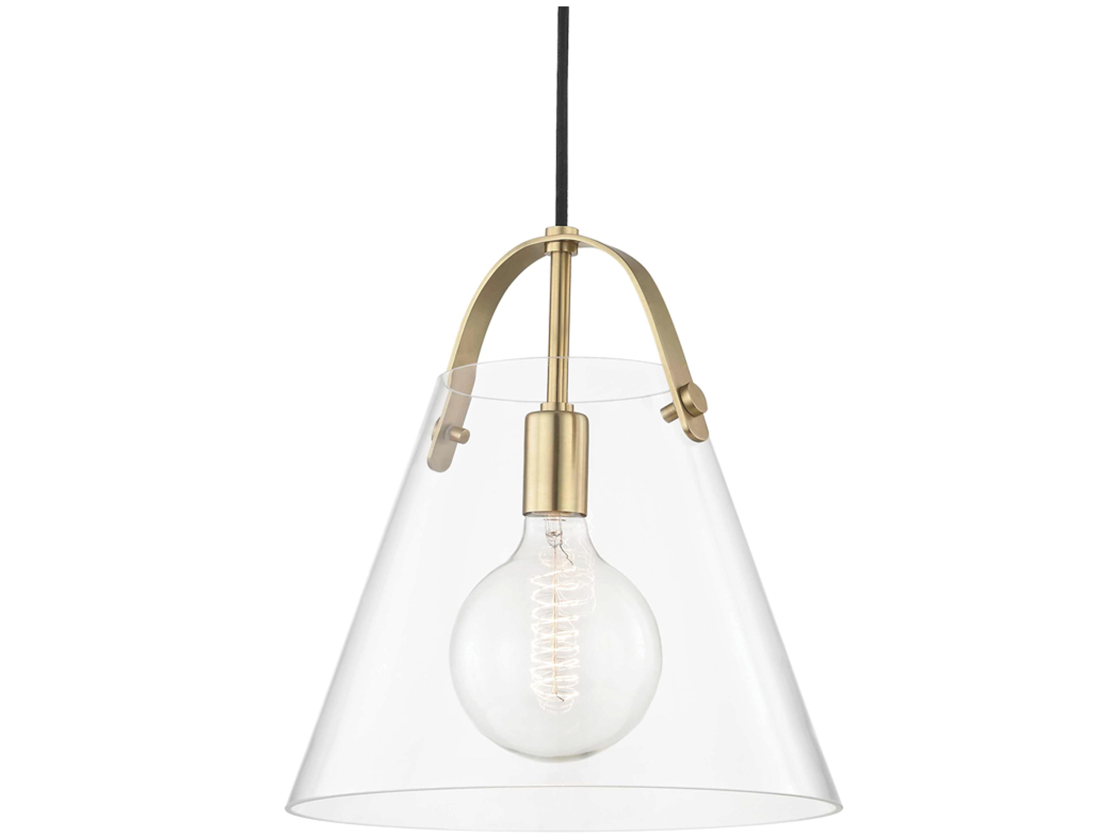 Mitzi Karin 1-Light Aged Brass Clear Glass Pendant