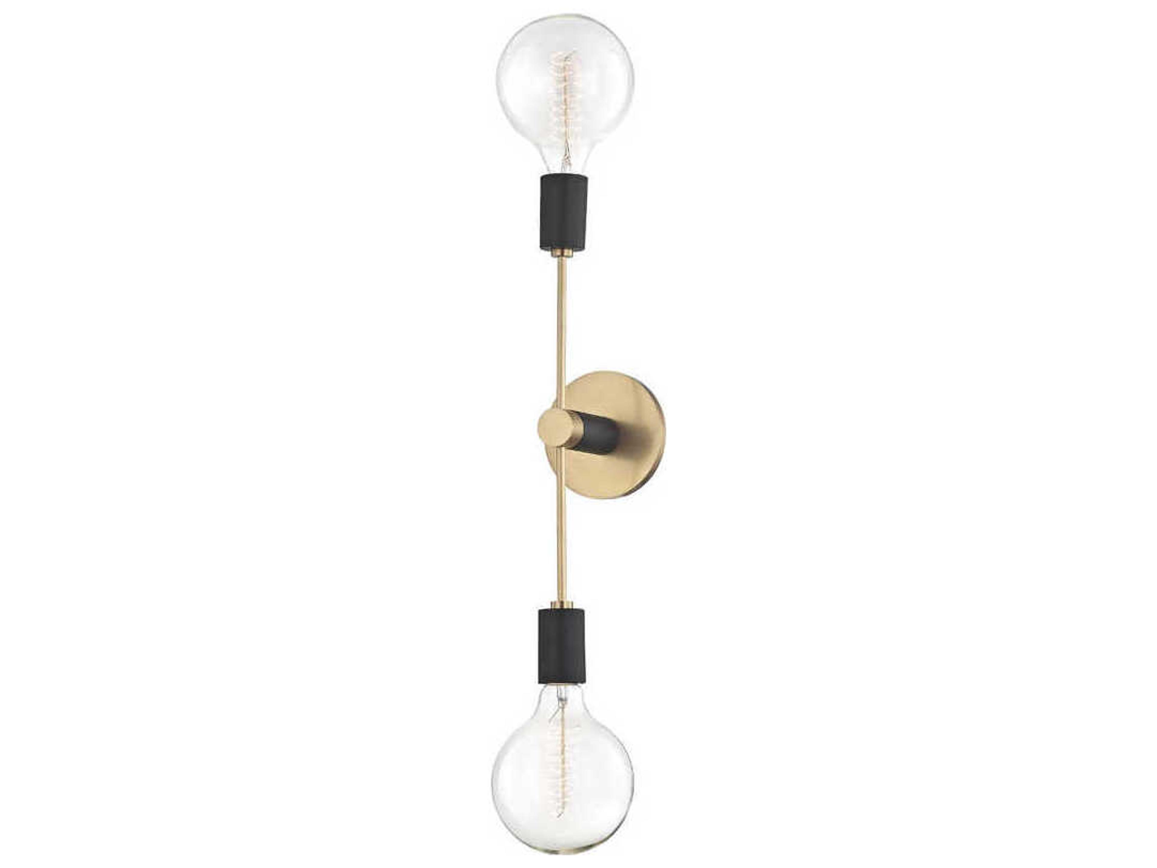 Mitzi Astrid 2-Light Aged Brass Black Wall Sconce