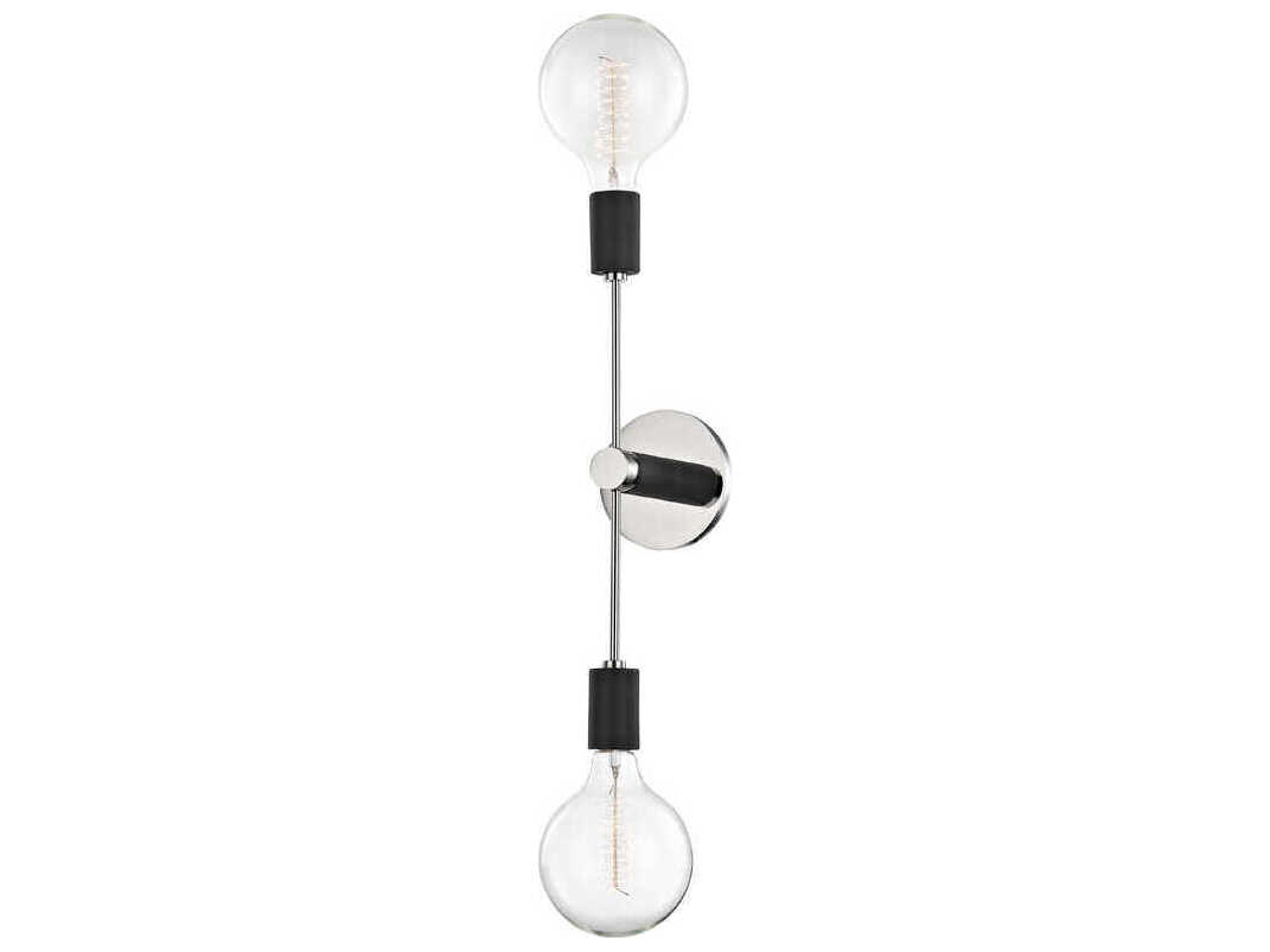 Mitzi Astrid 2-Light Polished Nickel Black Wall Sconce