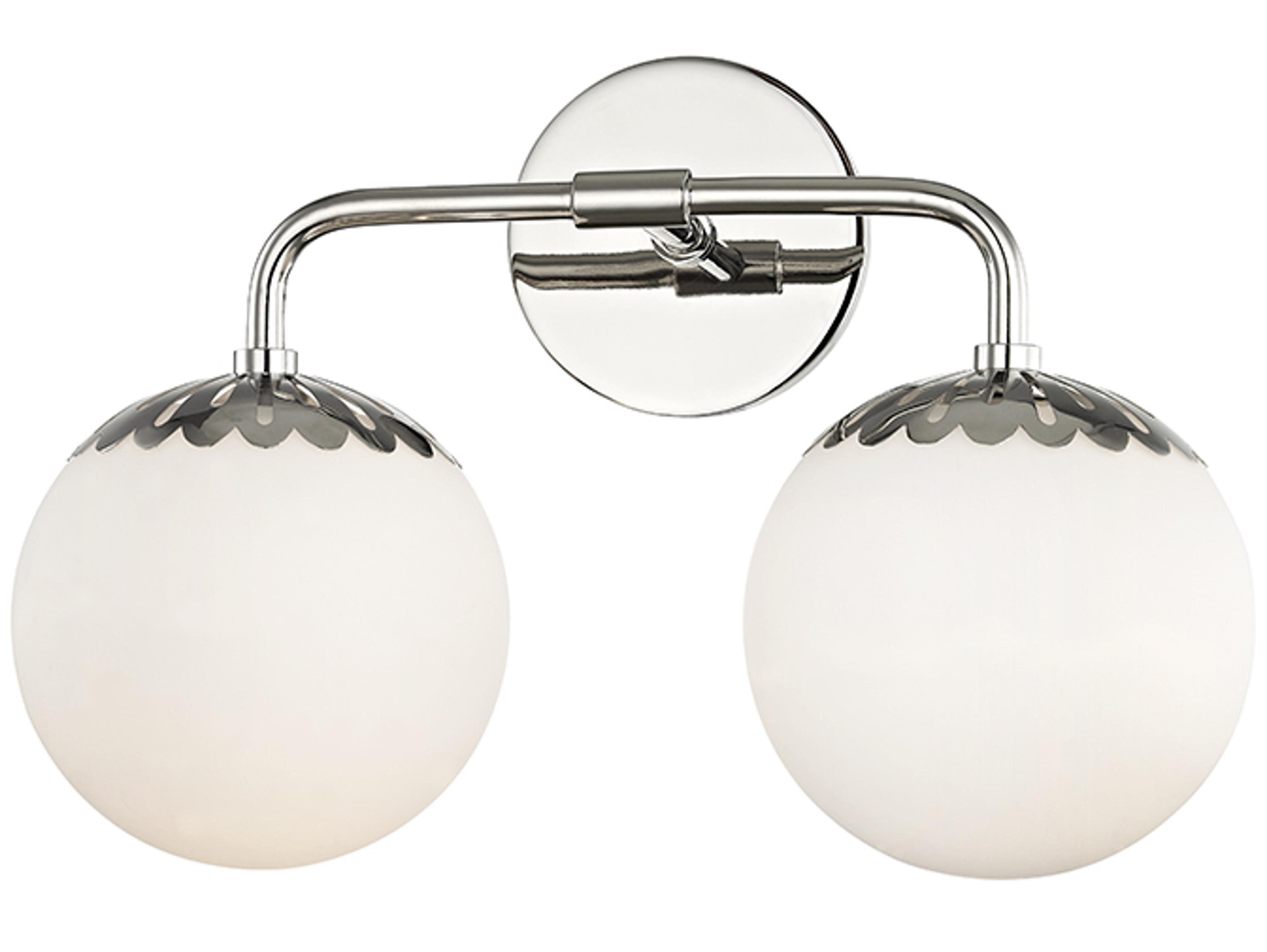 Mitzi Paige 2-Light Polished Nickel White Glass Vanity Light