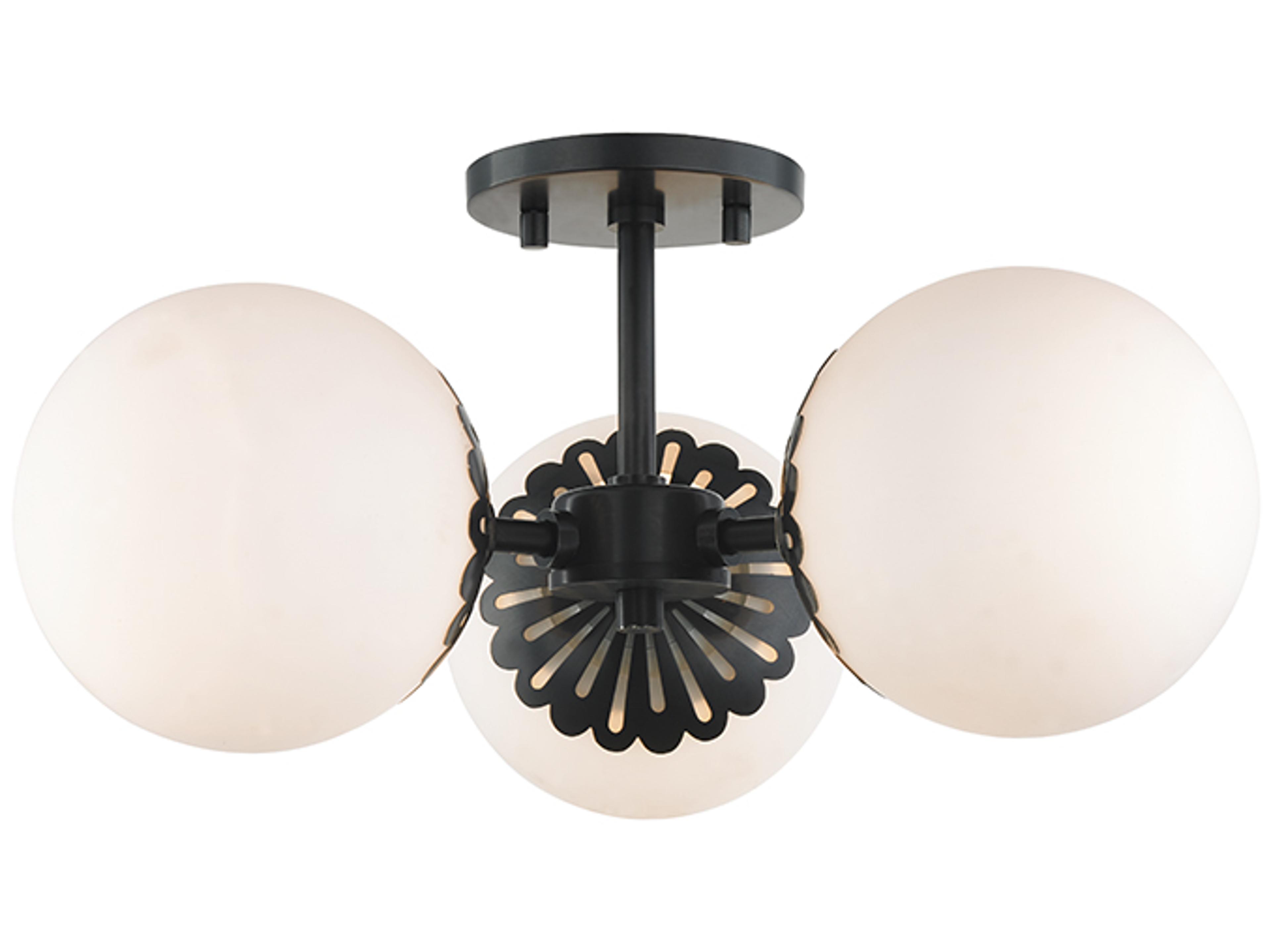 Mitzi Paige 3-Light Old Bronze Glass Globe Semi Flush Mount