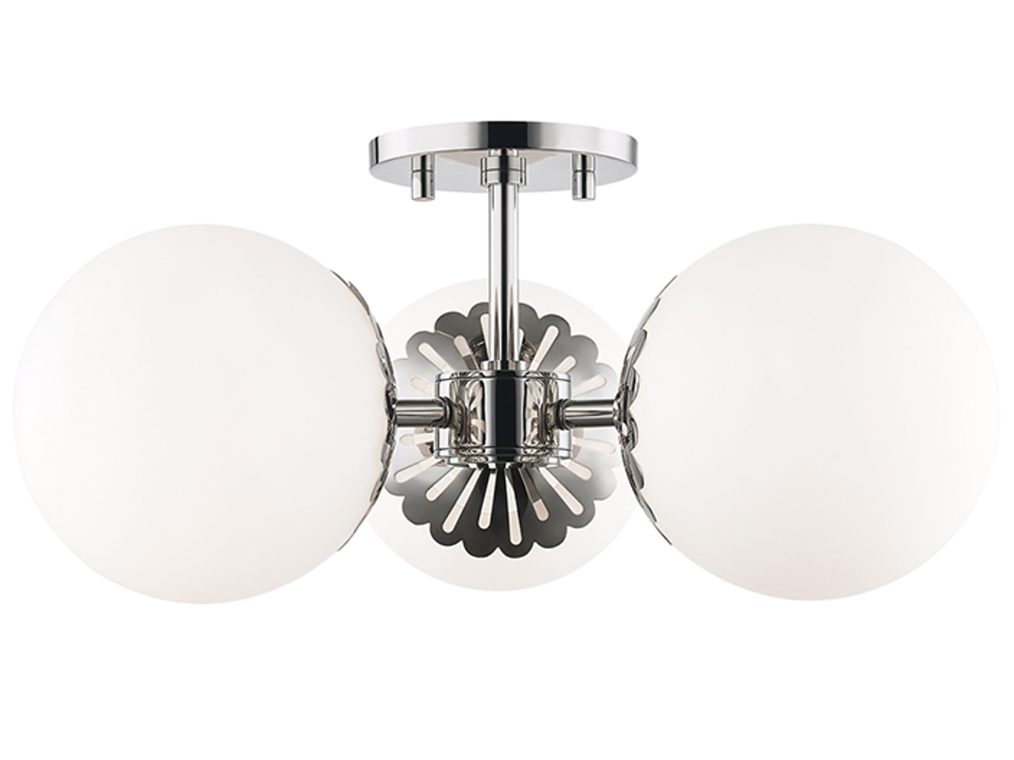Mitzi Paige 3-Light Polished Nickel Glass Globe Semi Flush Mount