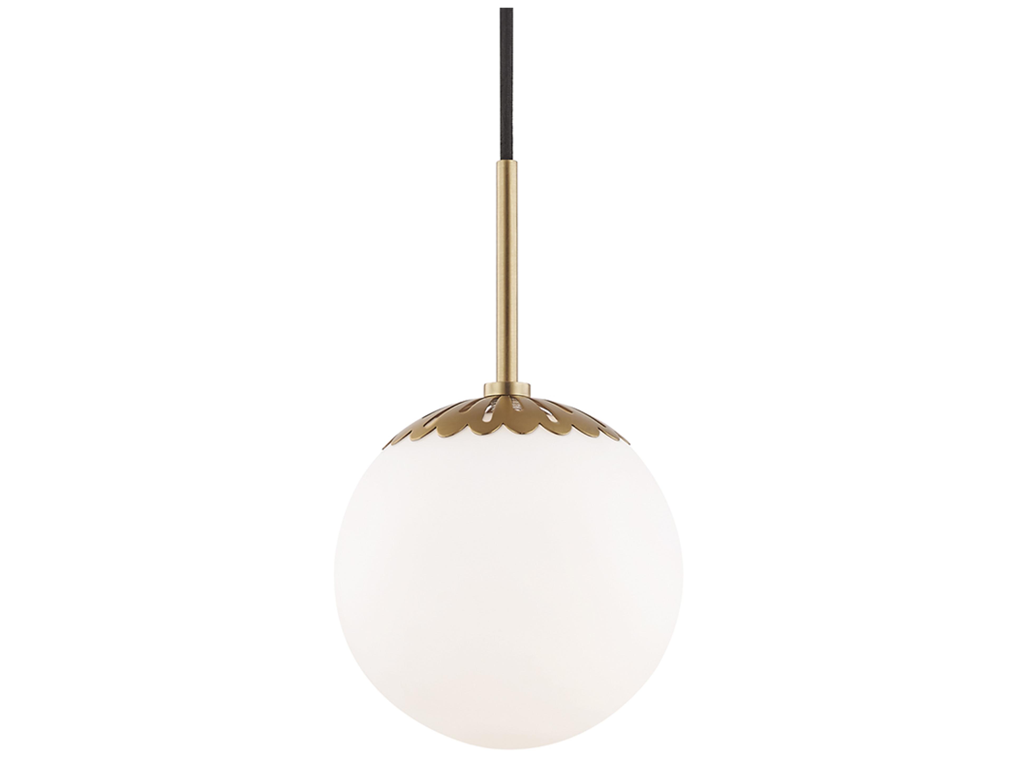 Paige 1-Light Aged Brass Glass Globe Mini Pendant