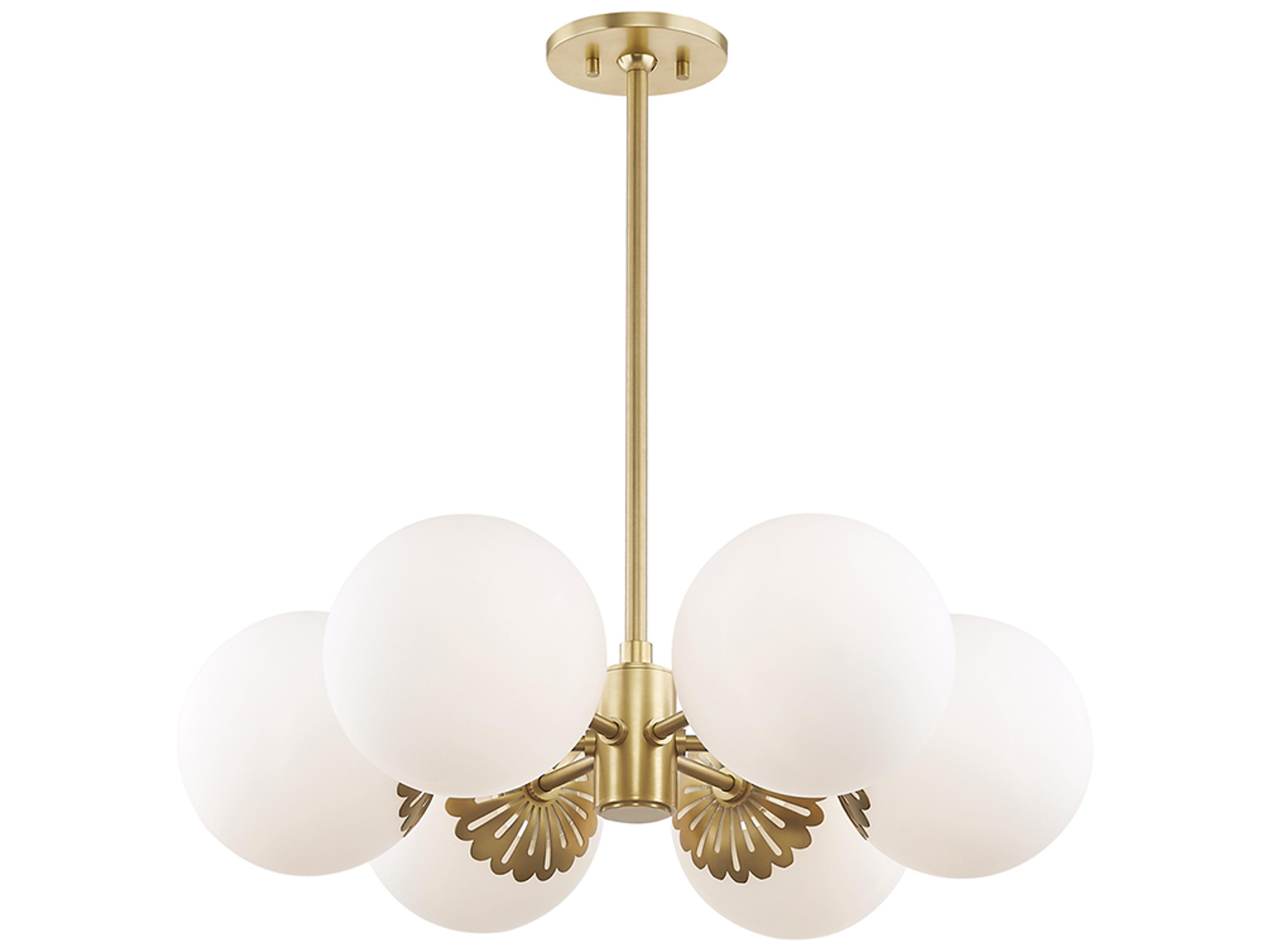 Mitzi Paige 6-Light Aged Brass Glass Globe Chandelier