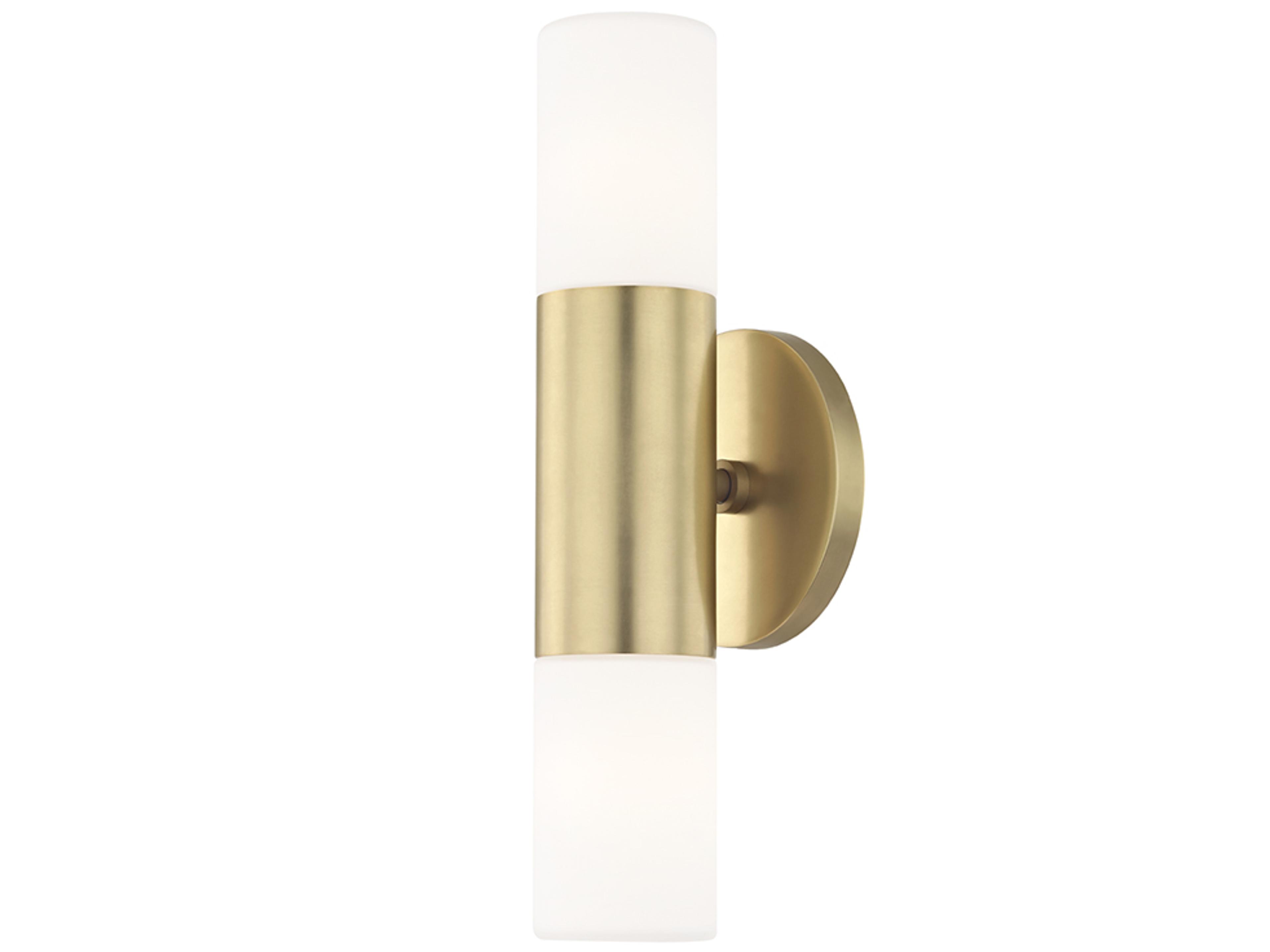 Lola 2-Light Aged Brass White Glass LED Wall Sconce