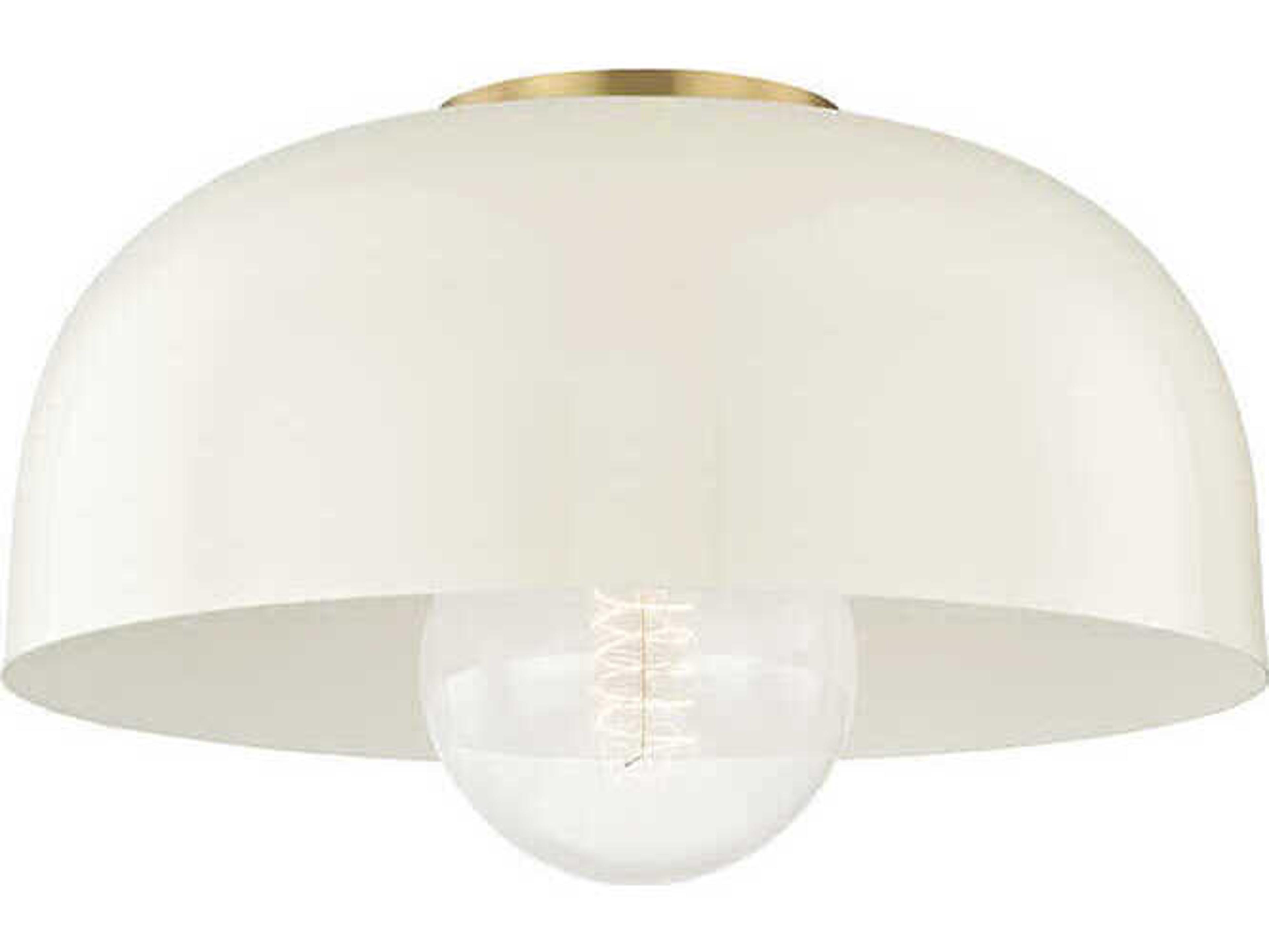 Mitzi Avery 1-Light Aged Brass Cream Dome Flush Mount
