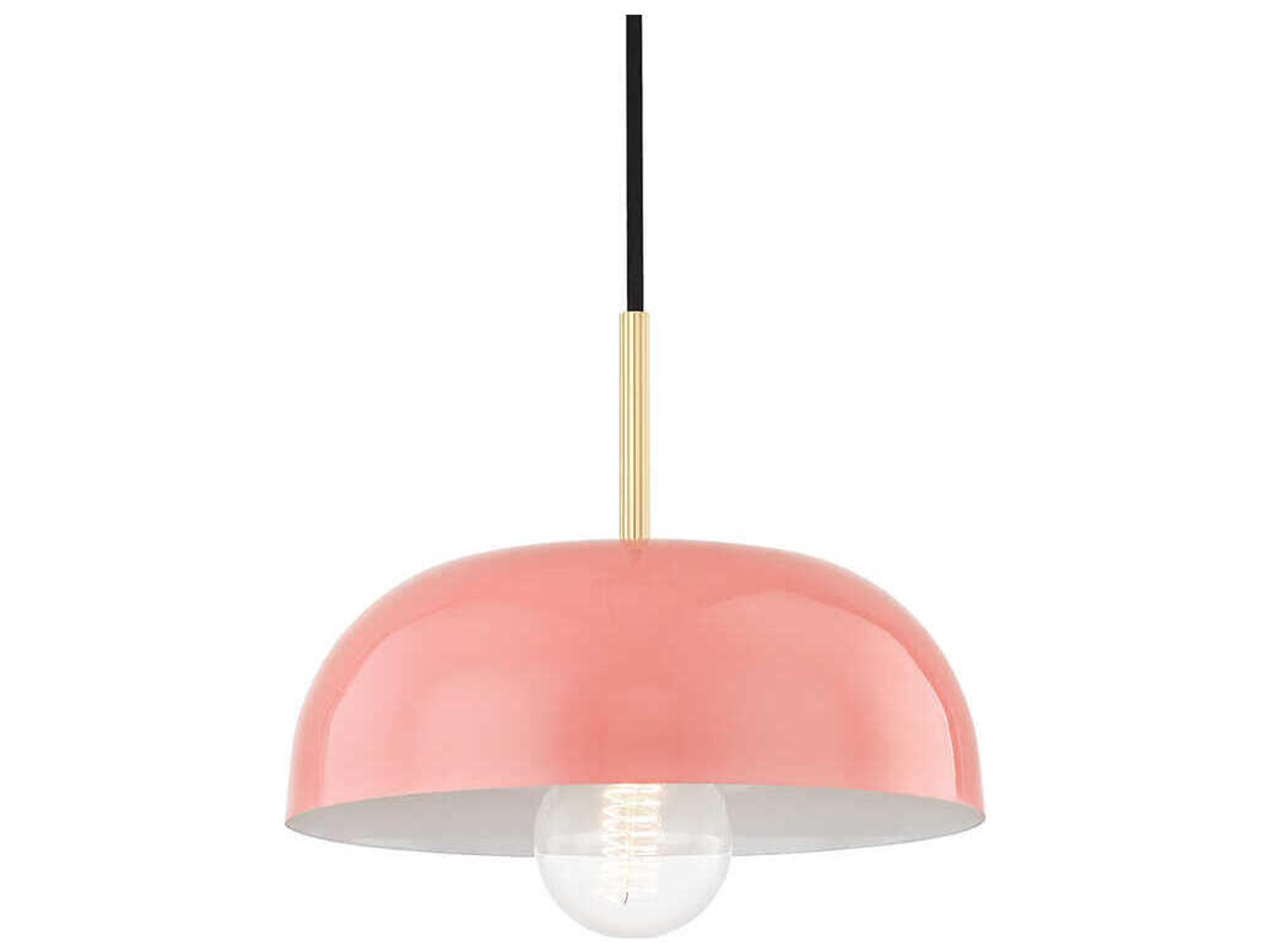 Mitzi Avery 1-Light Aged Brass Pink Dome Mini Pendant
