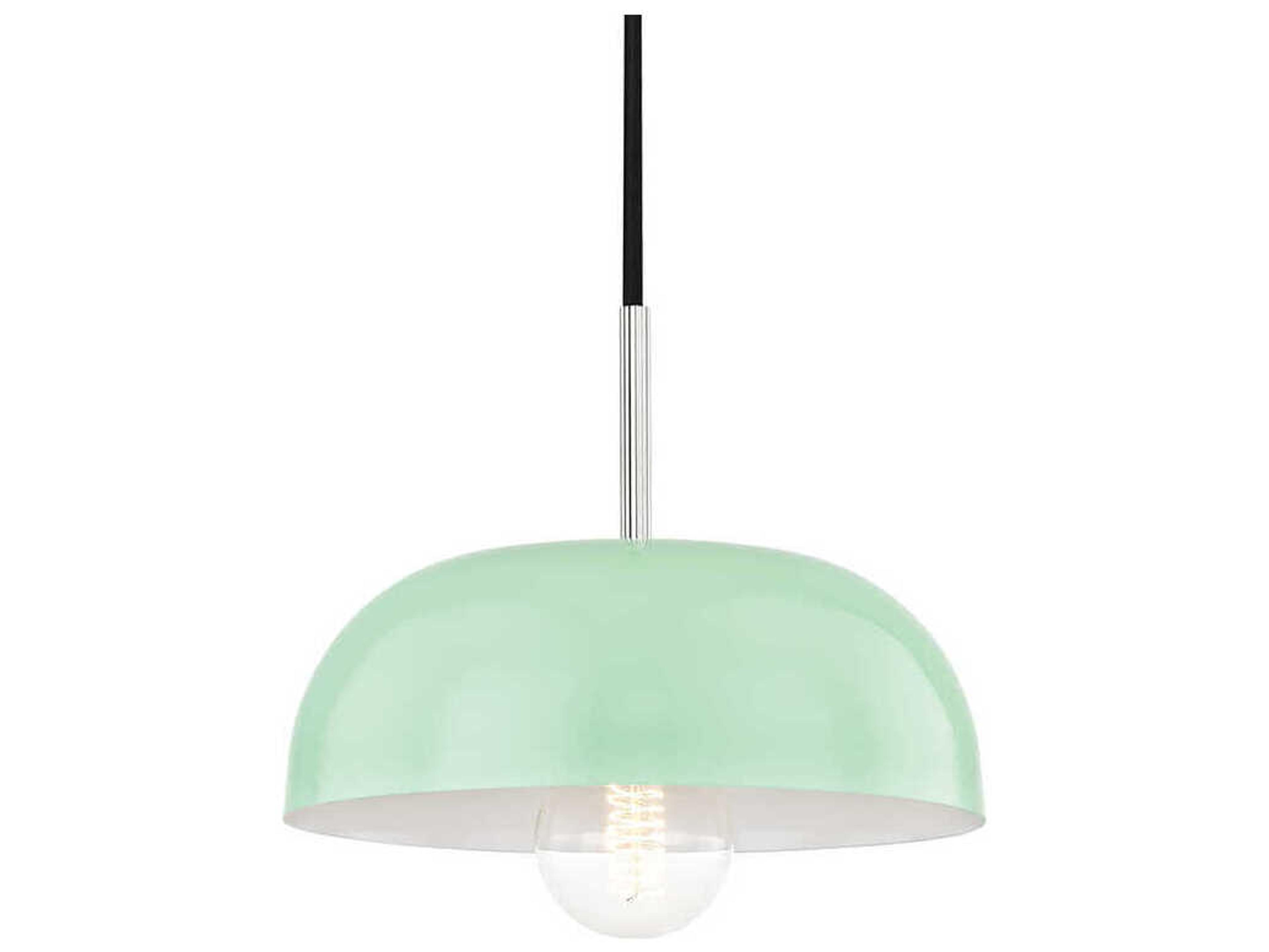 Mitzi Avery 1-Light Polished Nickel Mint Green Dome Mini Pendant
