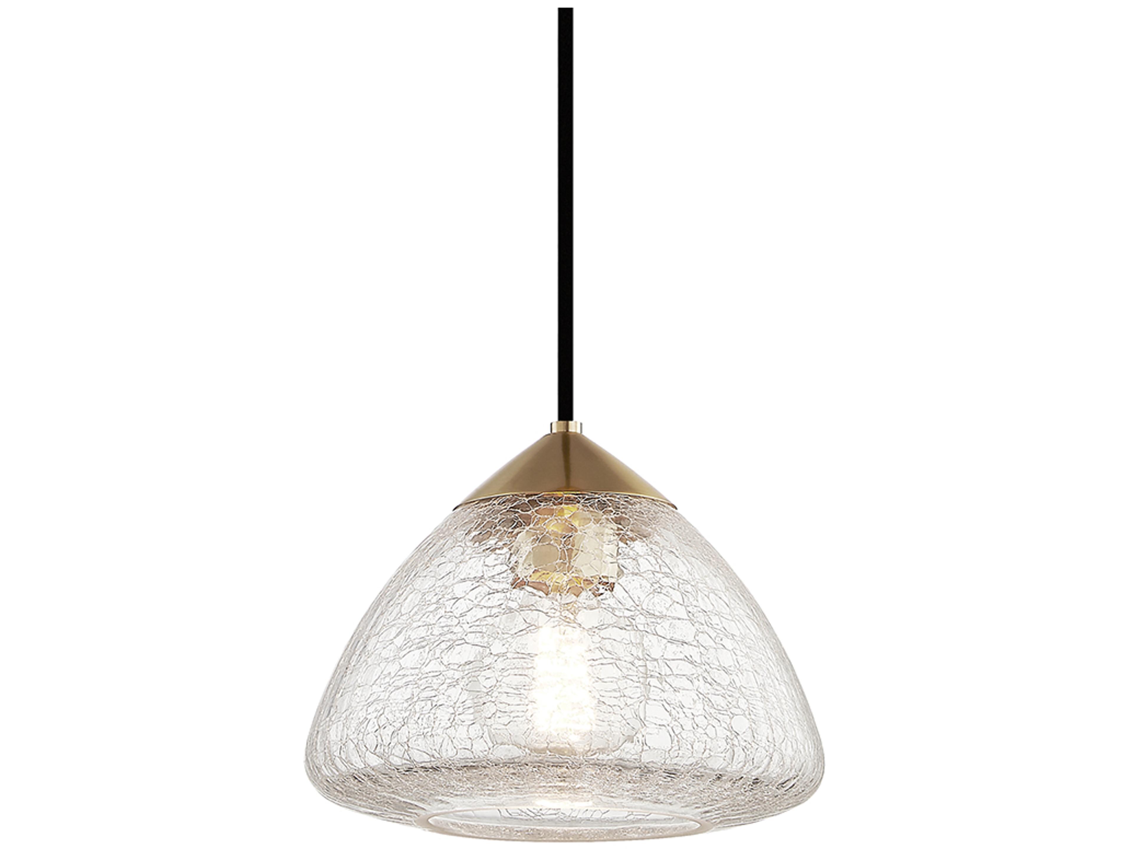 Mitzi Maya 1-Light Aged Brass Glass Mini Pendant