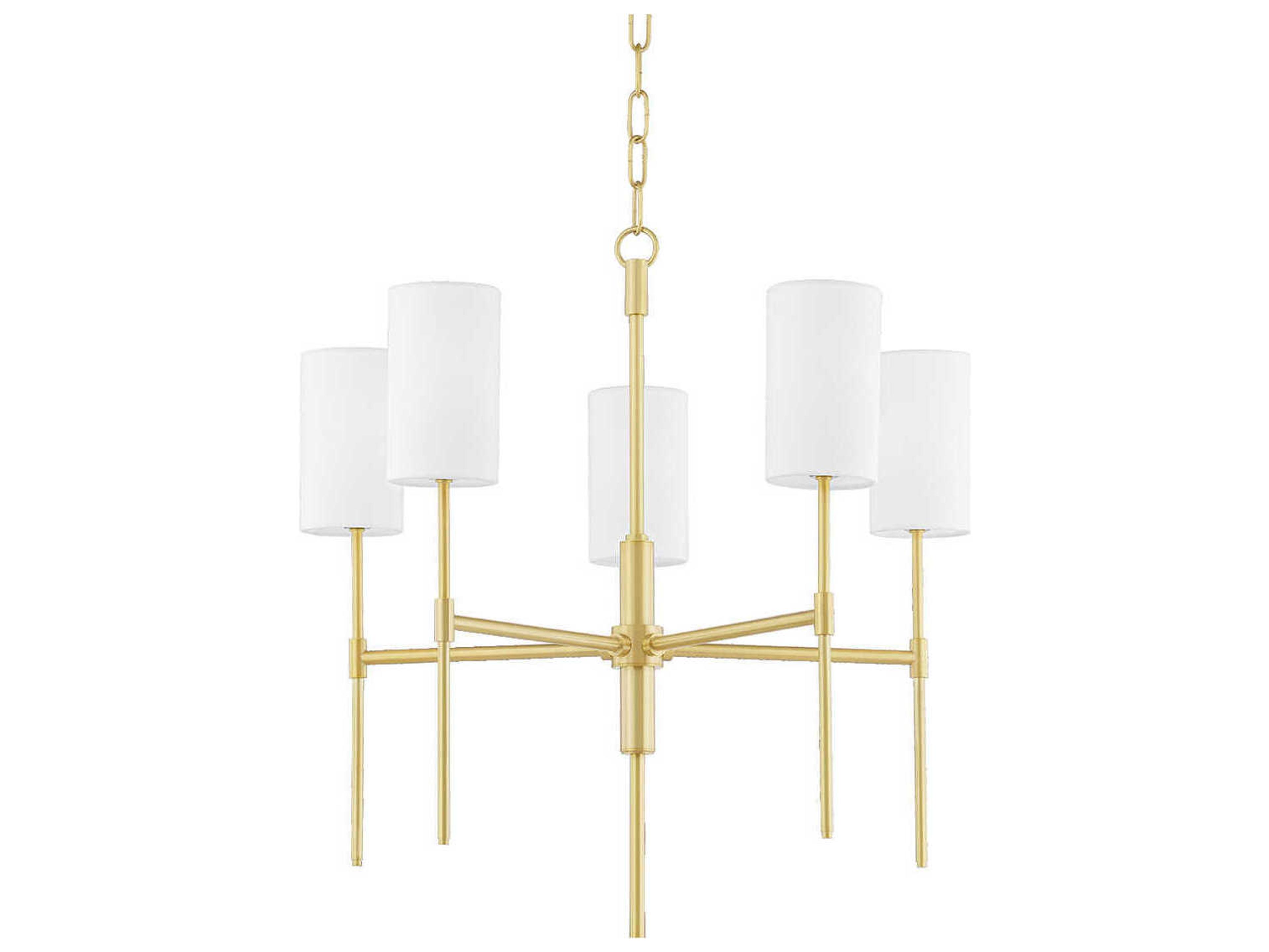 Mitzi Olivia 5-Light Aged Brass Candelabra Cylinder Chandelier