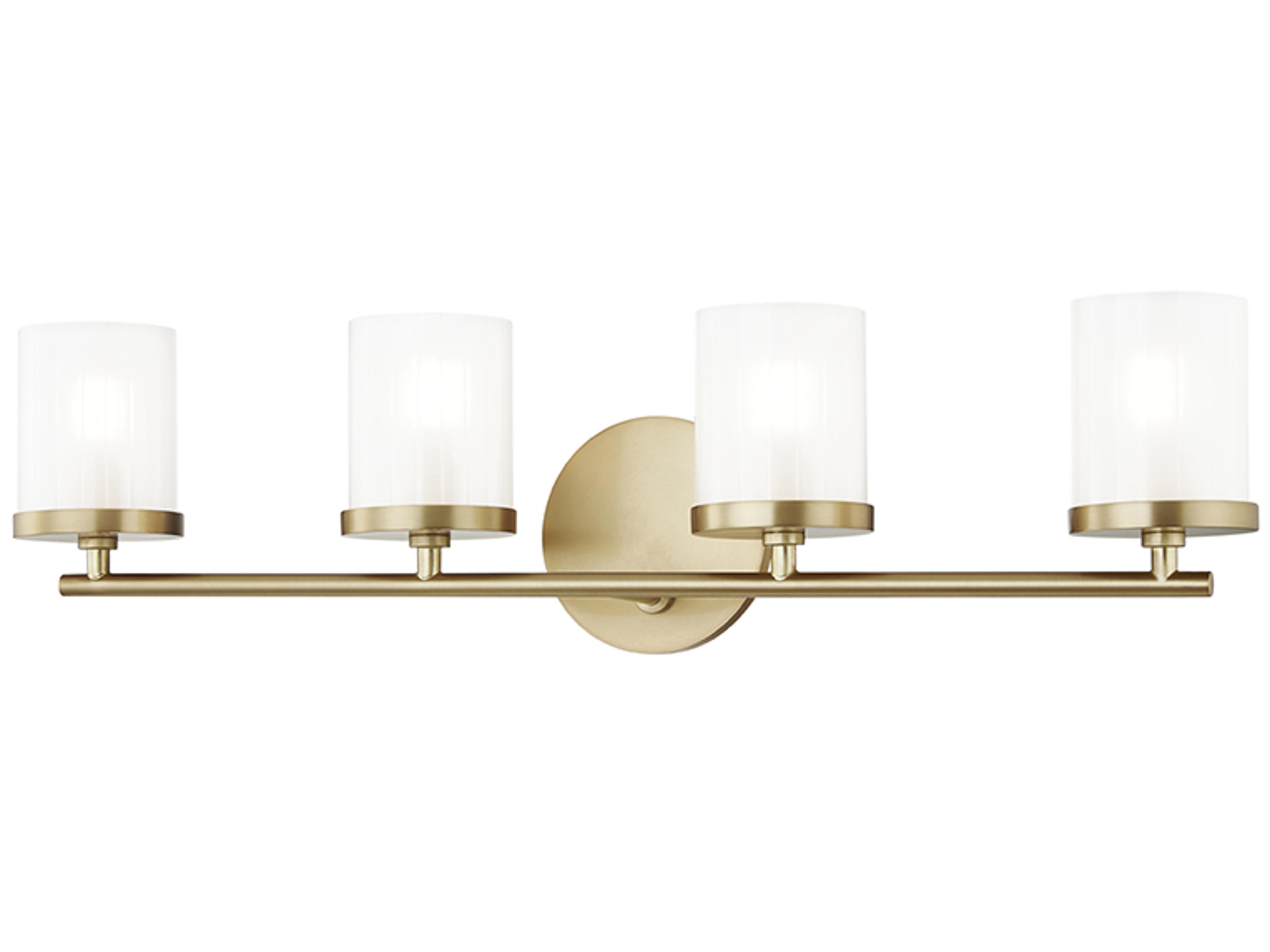 Mitzi Ryan 4-Light Aged Brass Glass Vanity Light
