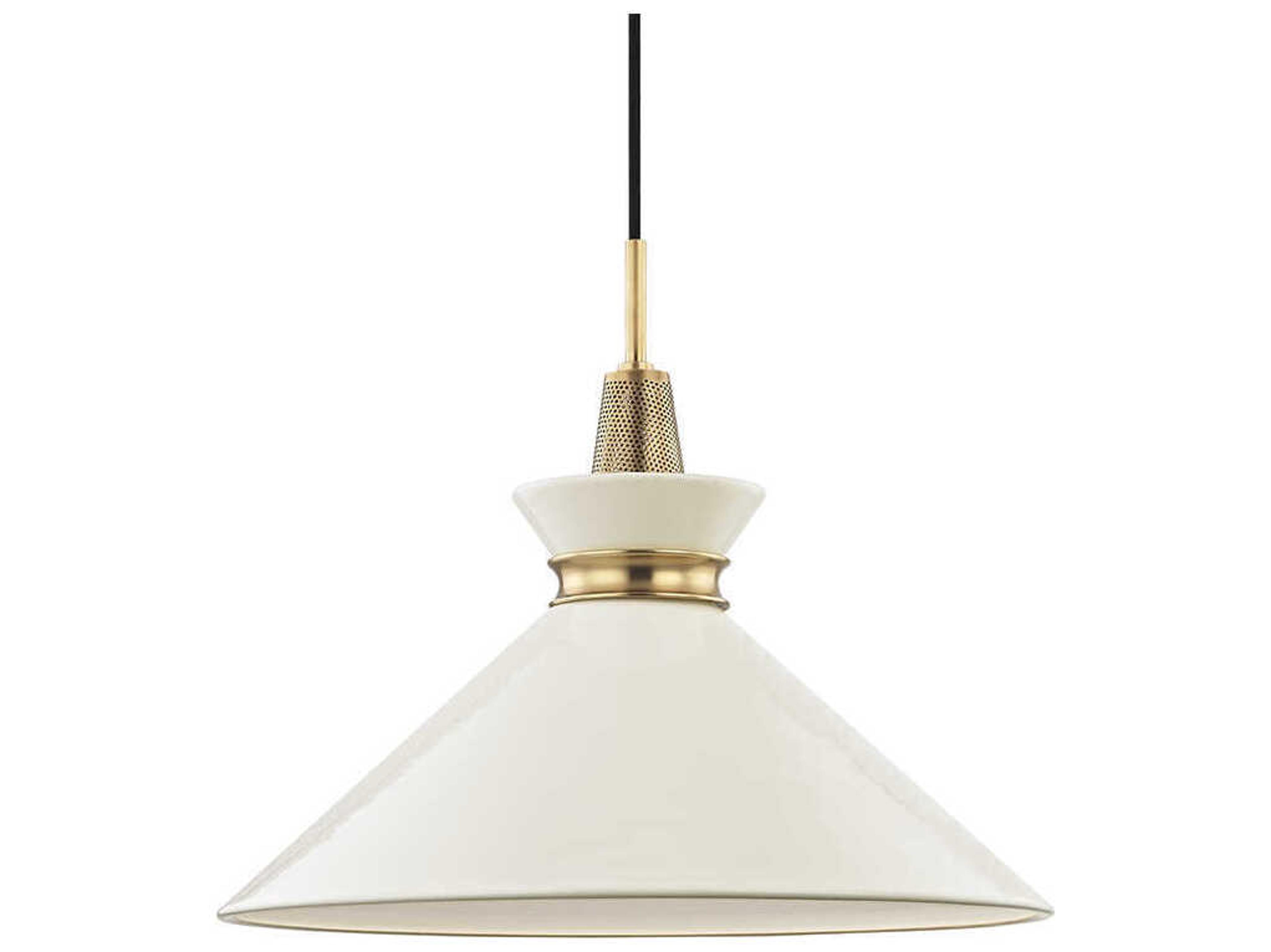 Mitzi Kiki 1-Light Aged Brass Cream Pendant
