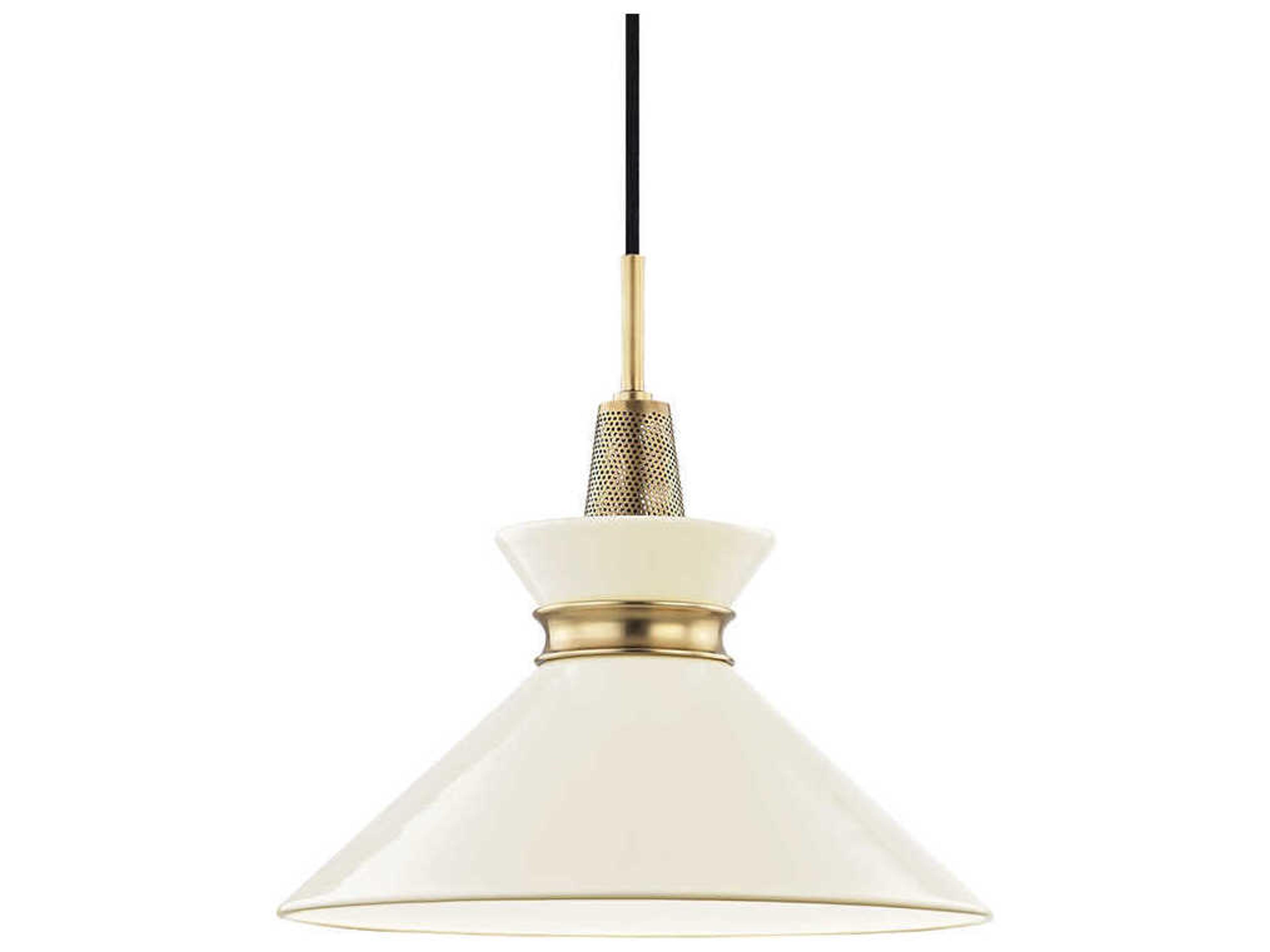 Mitzi Kiki 1-Light Aged Brass Cream Pendant