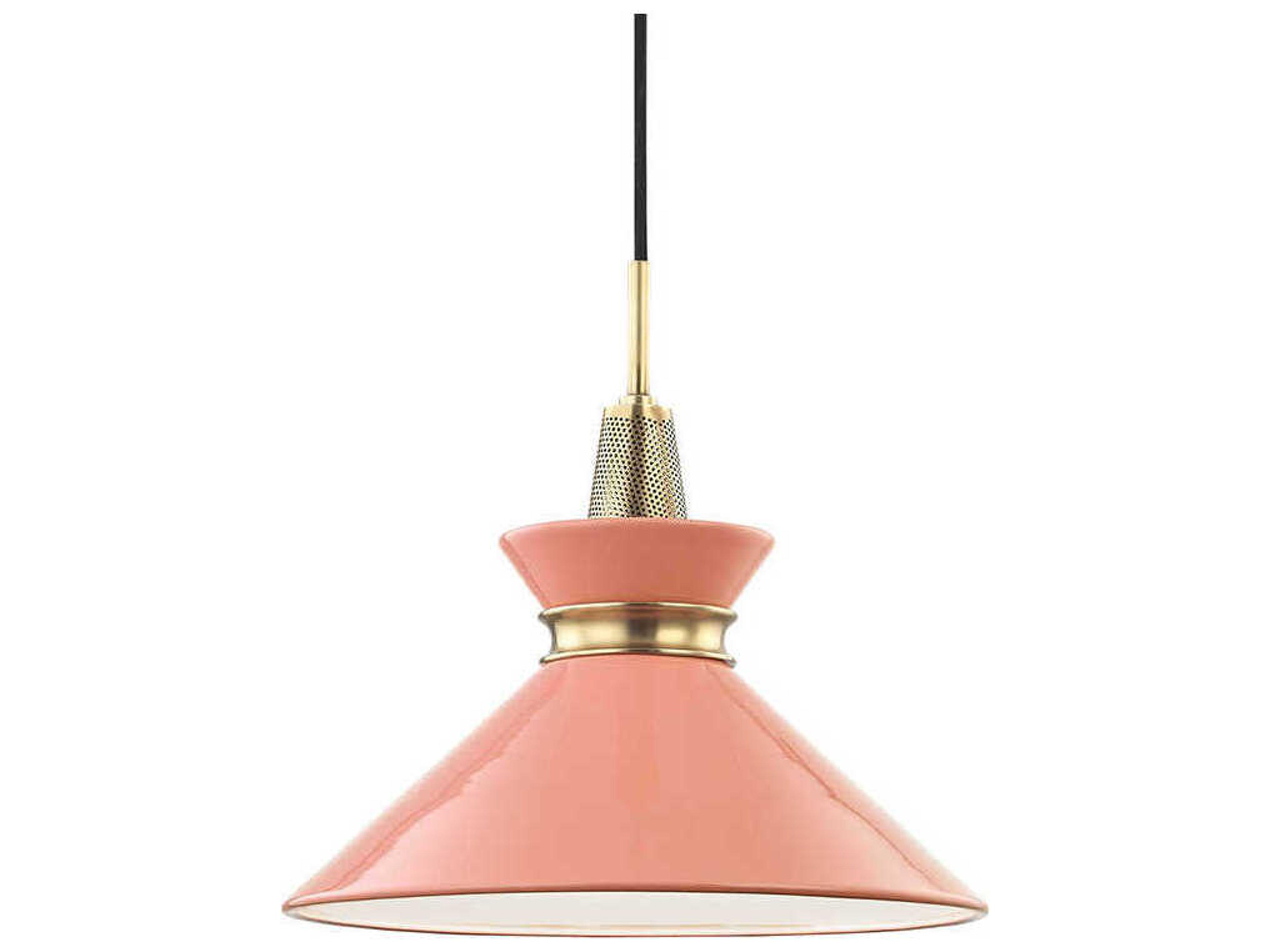 Mitzi Kiki 1-Light Aged Brass Pink Pendant