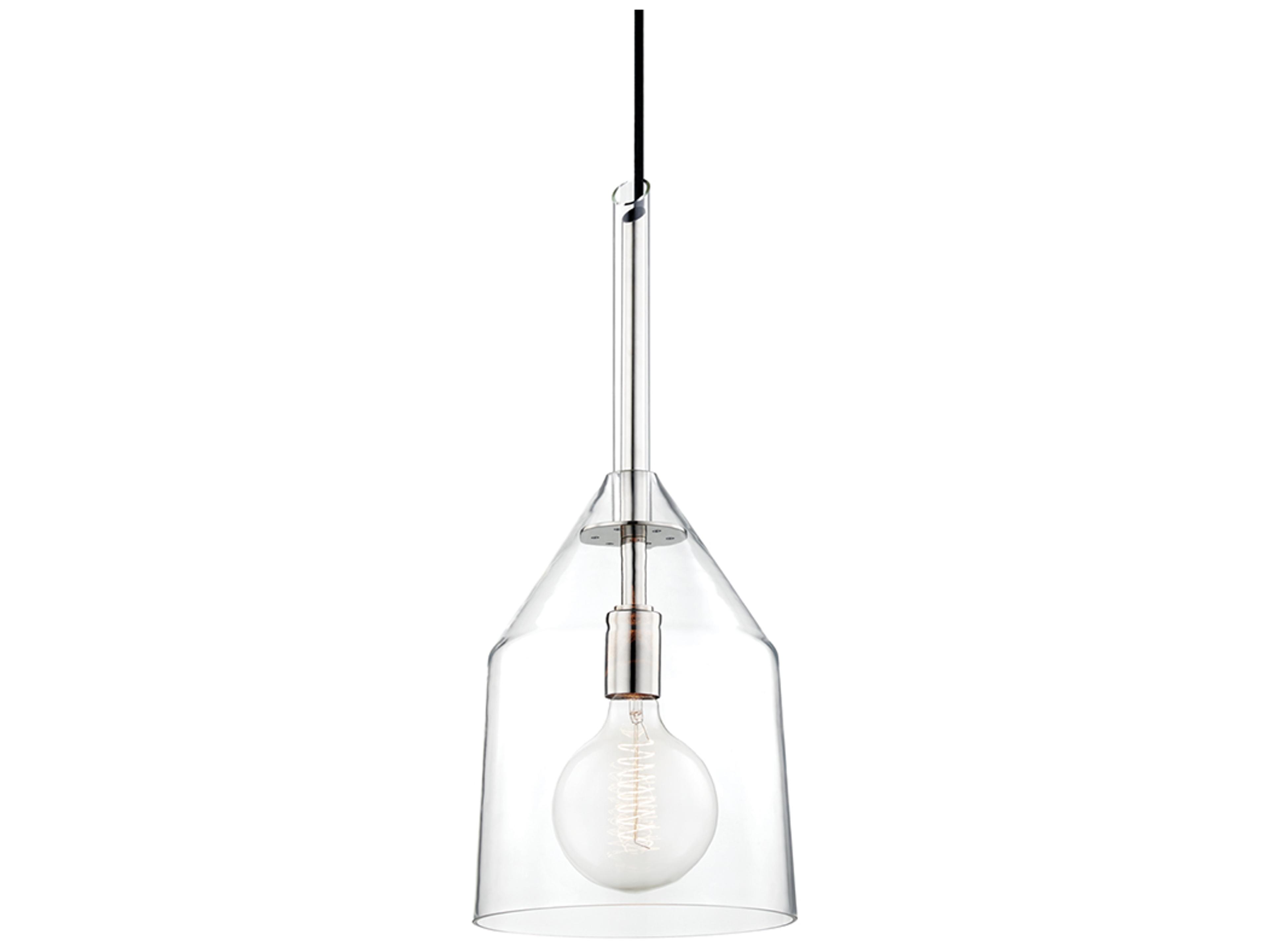 Mitzi Sloan 1-Light Polished Nickel Clear Glass Bell Geometric Mini Pendant