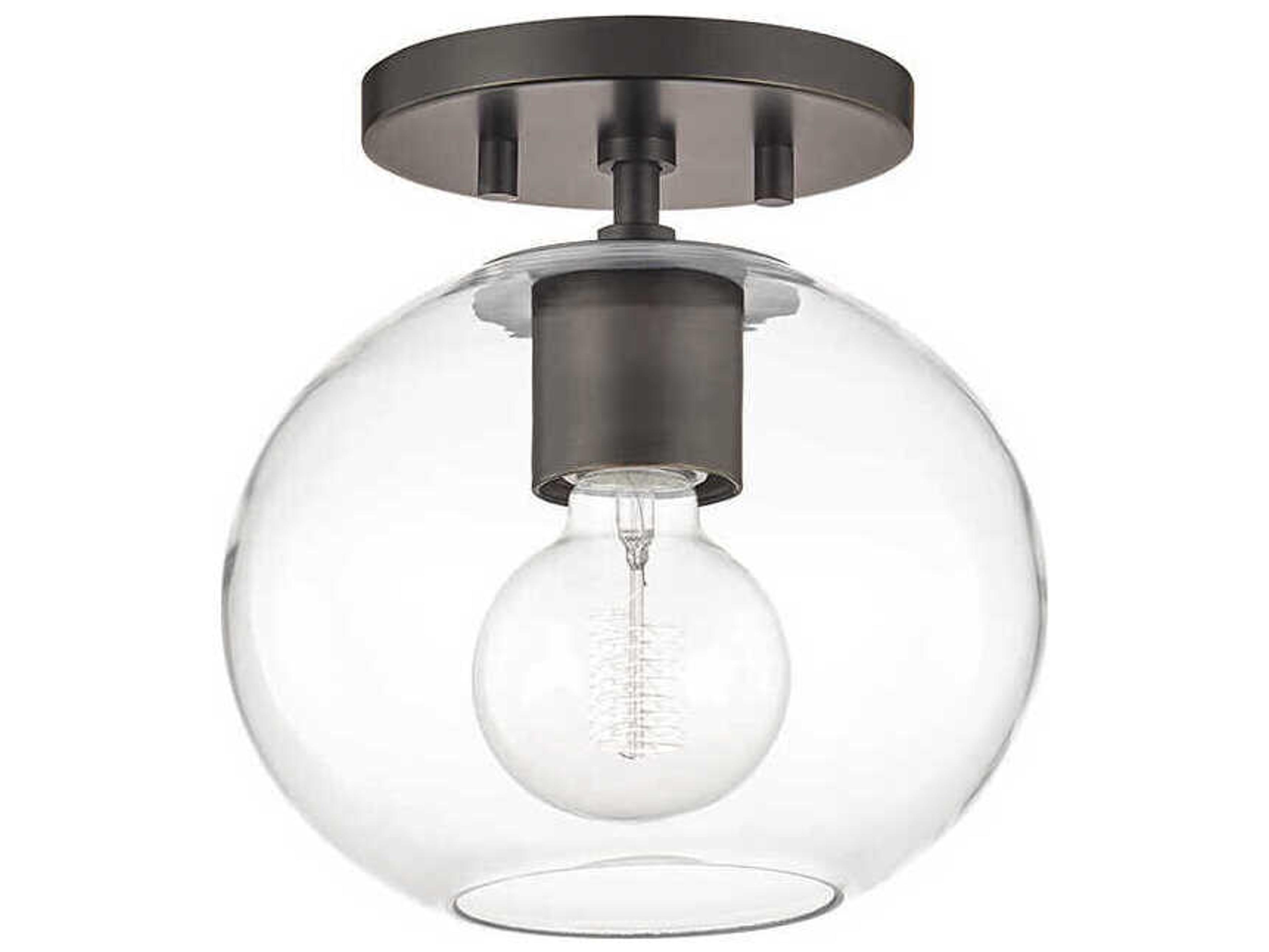 Mitzi Margot 1-Light Old Bronze Glass Globe Semi Flush Mount