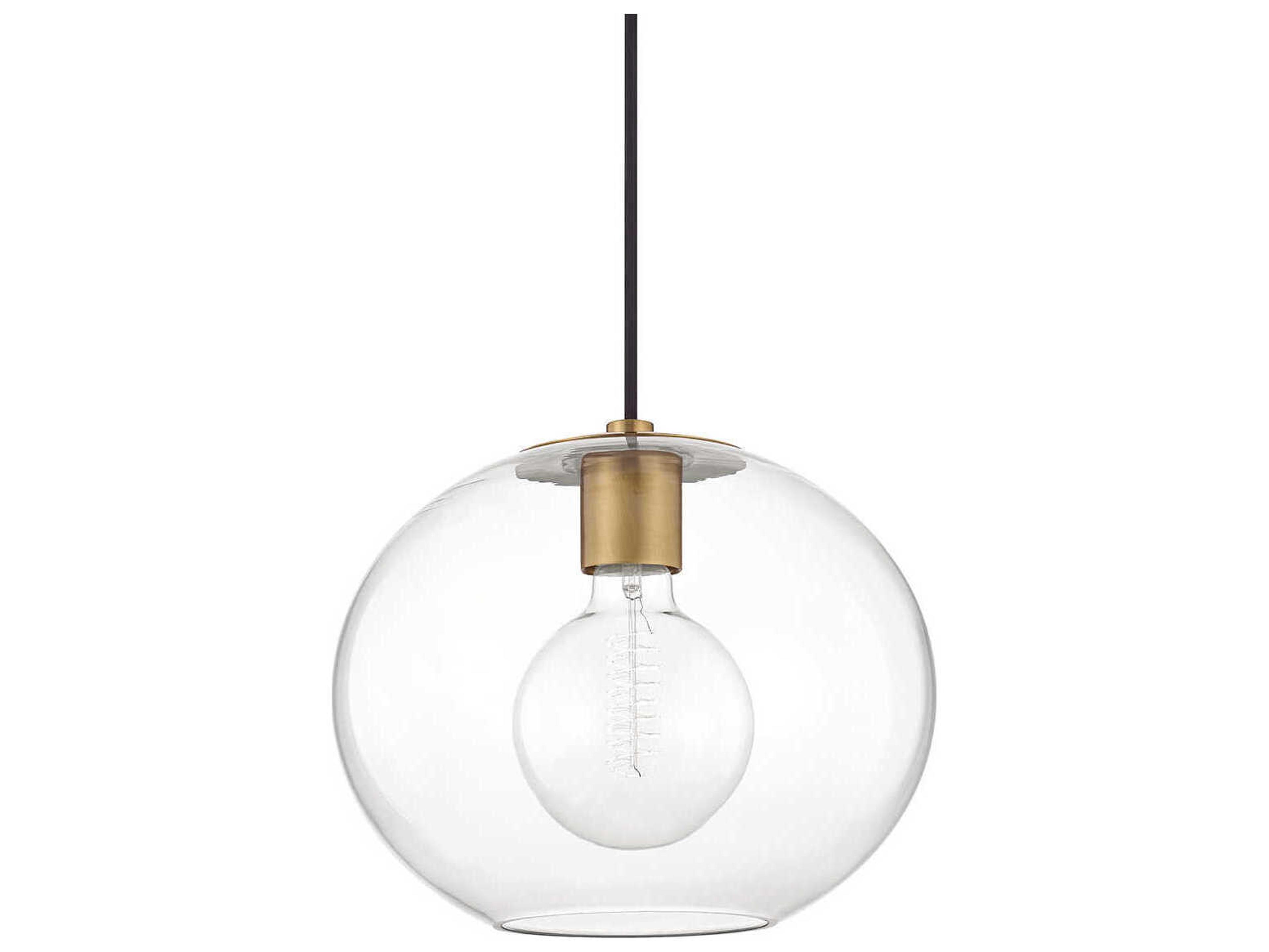 Mitzi Margot 1-Light Aged Brass Glass Globe Pendant