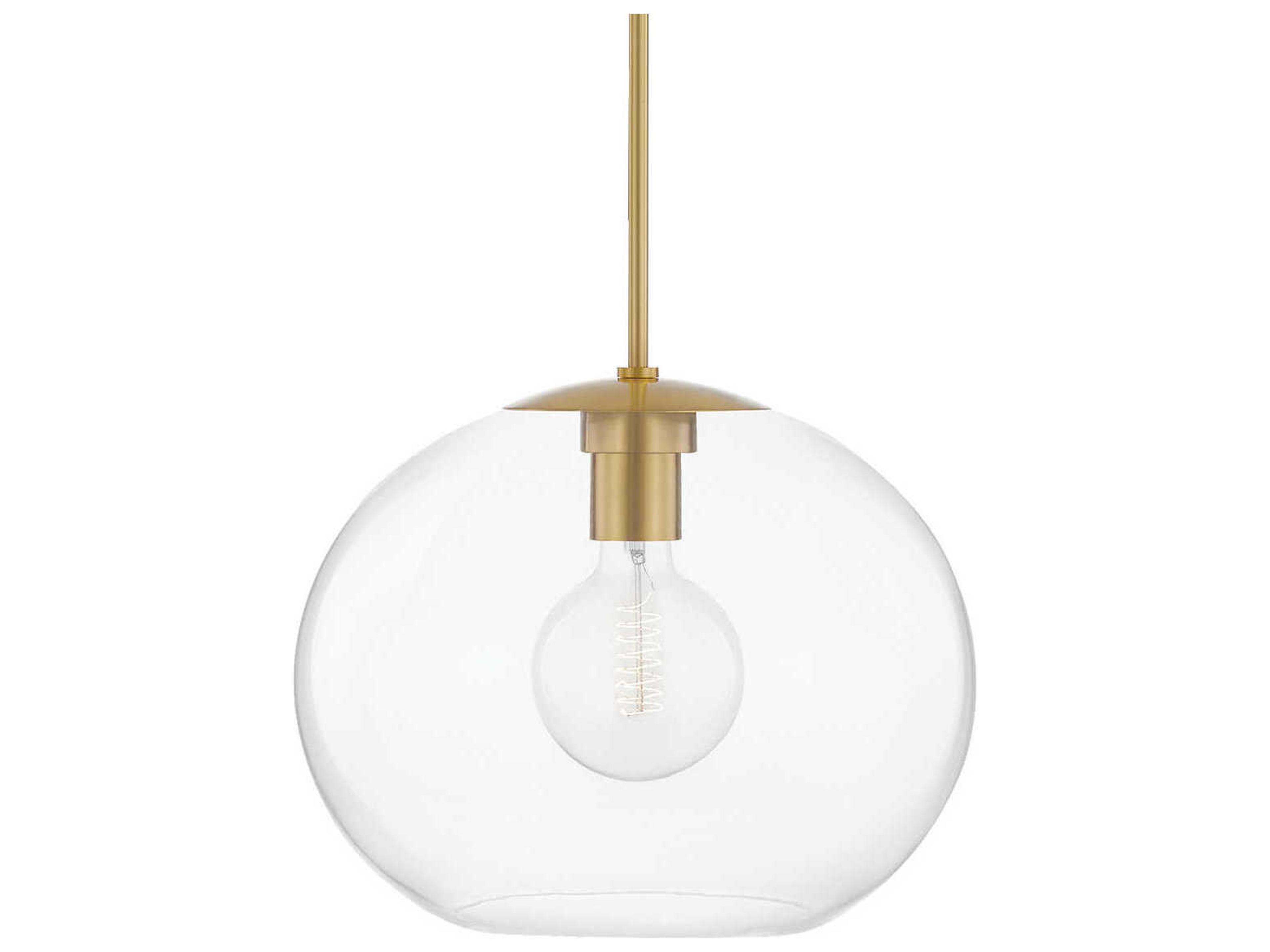 Mitzi Margot 1-Light Aged Brass Glass Globe Pendant