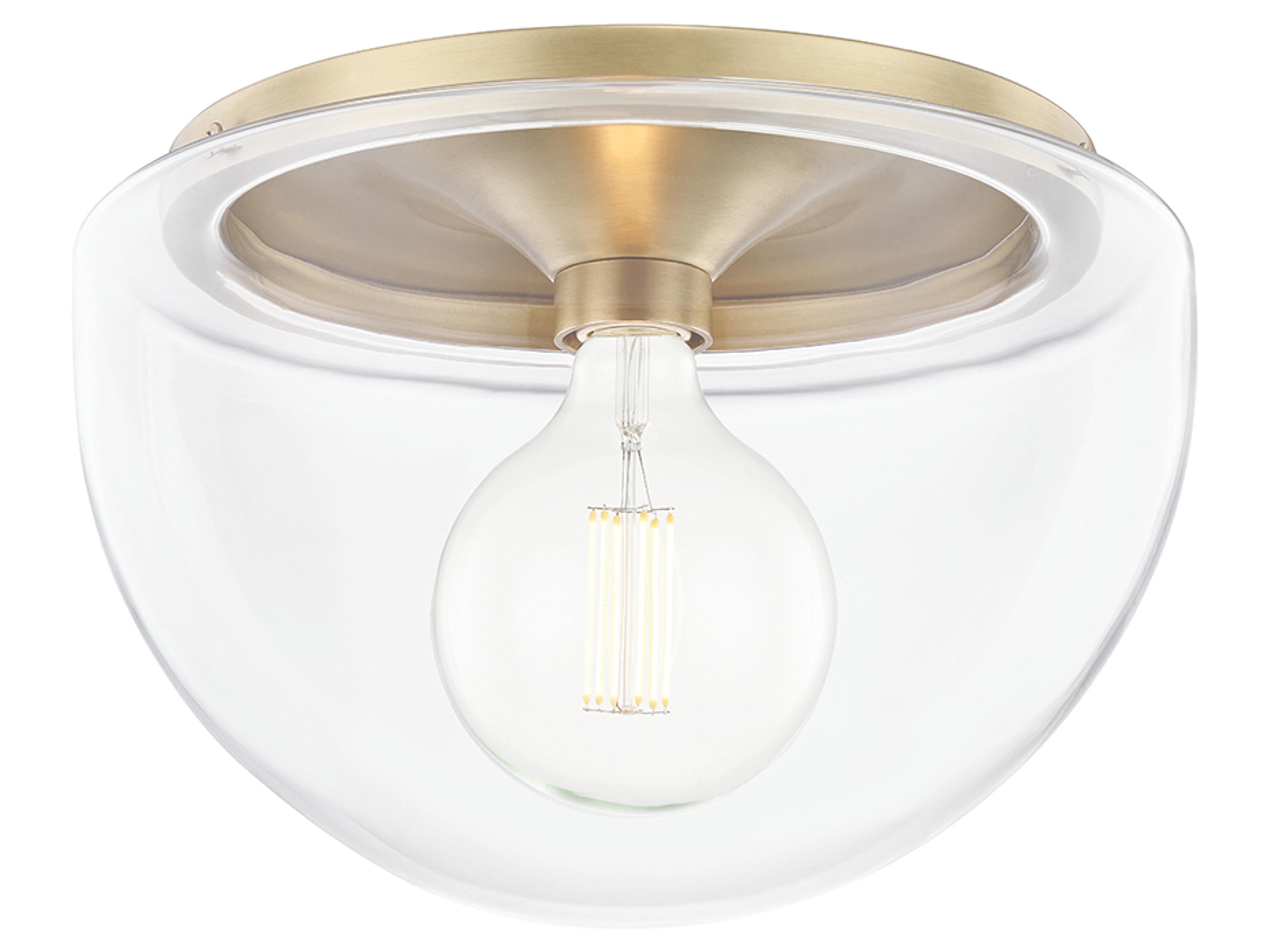 Mitzi Grace 1-Light Aged Brass Glass Dome Flush Mount