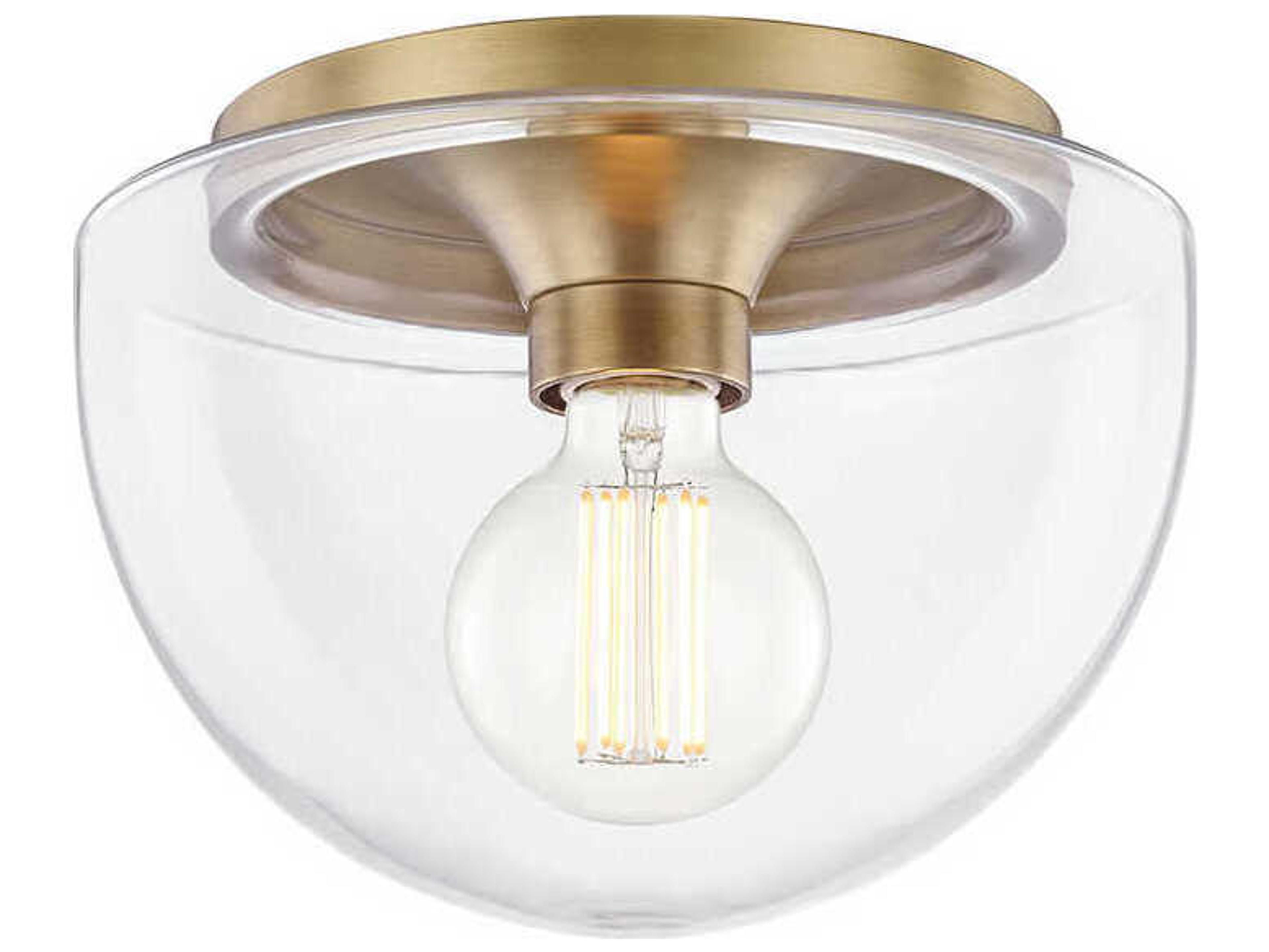 Mitzi Grace 1-Light Aged Brass Glass Dome Flush Mount