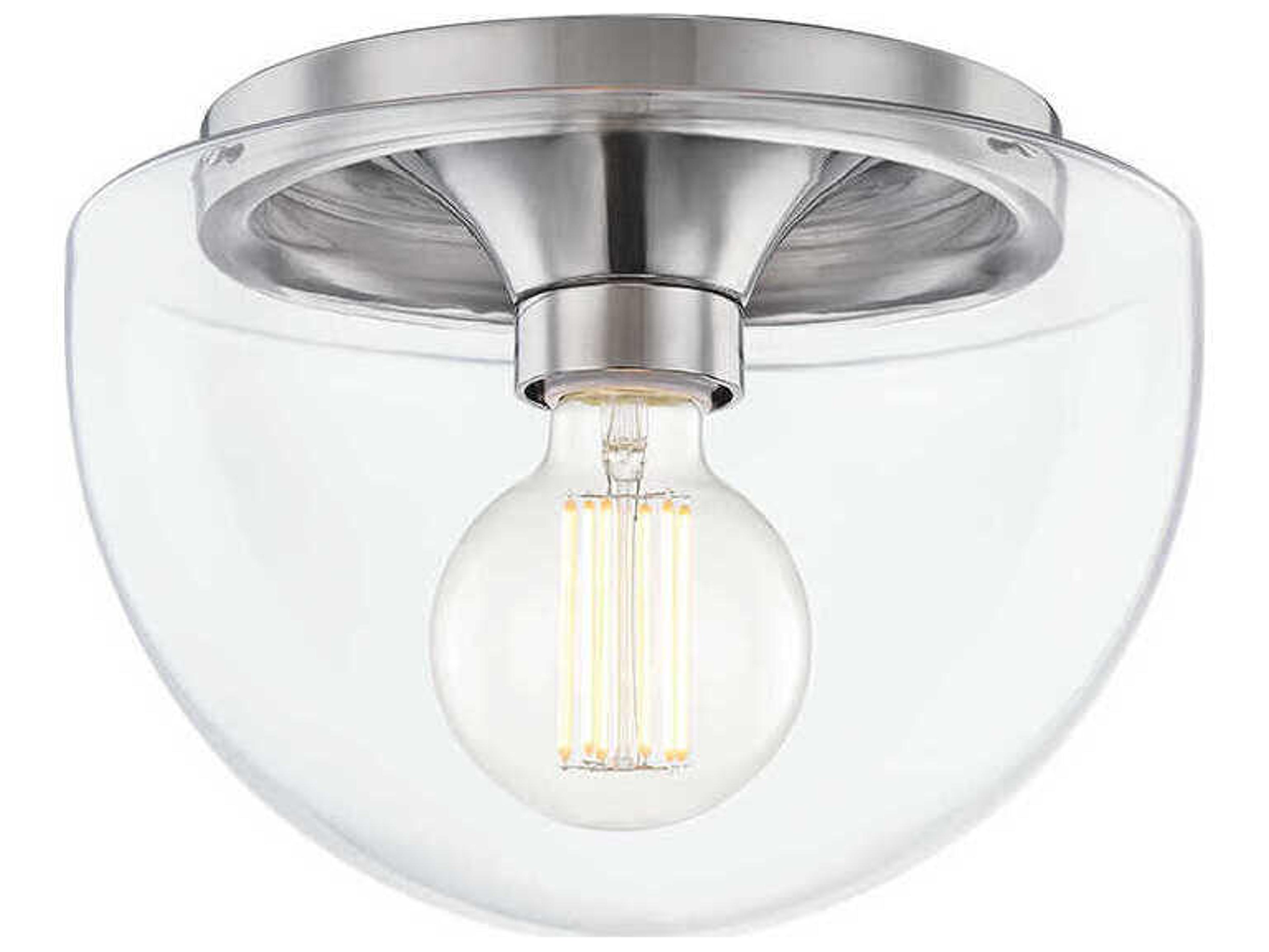 Mitzi Grace 1-Light Polished Nickel Glass Dome Flush Mount