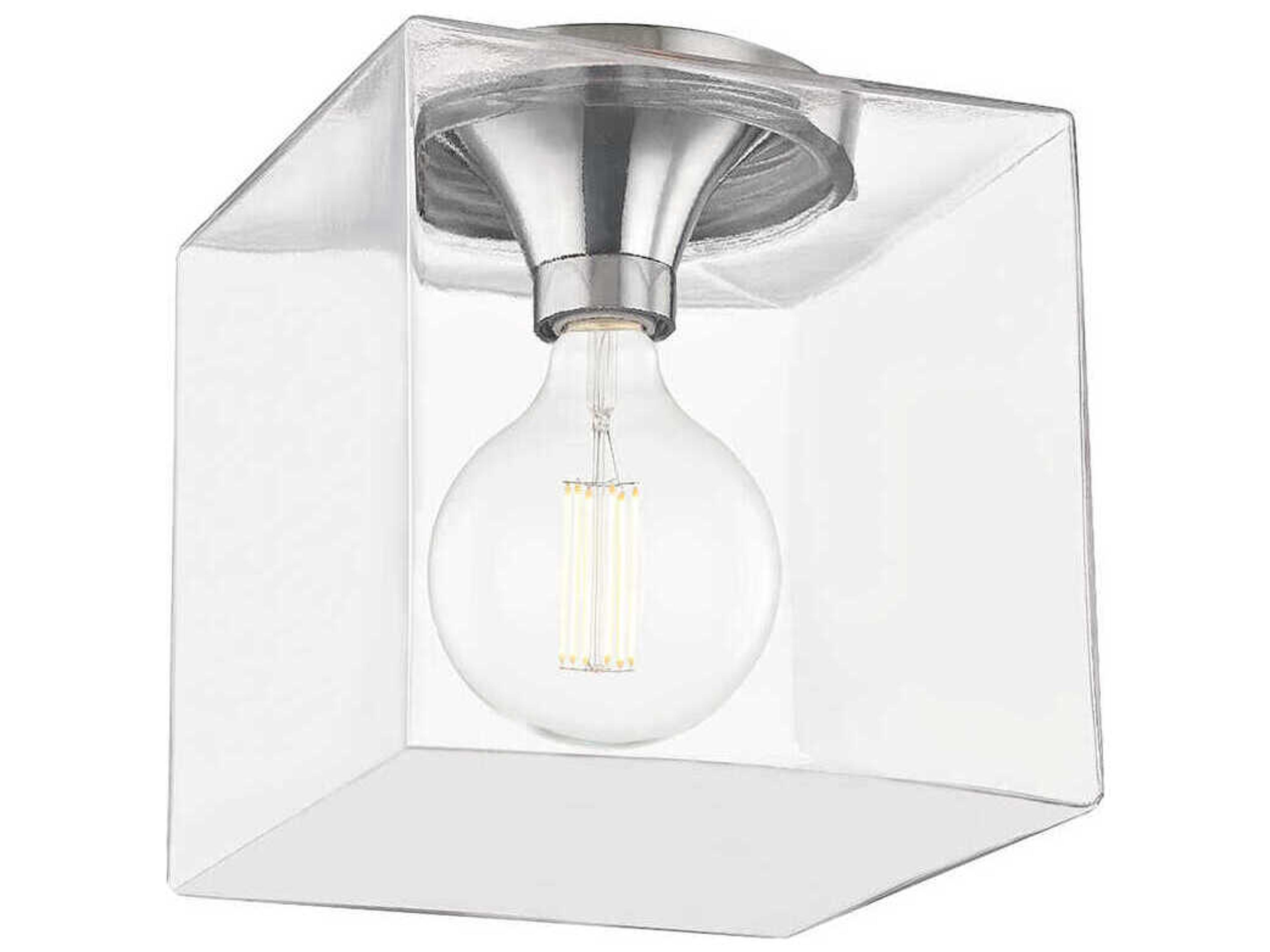 Mitzi Grace 1-Light Polished Nickel Glass Flush Mount