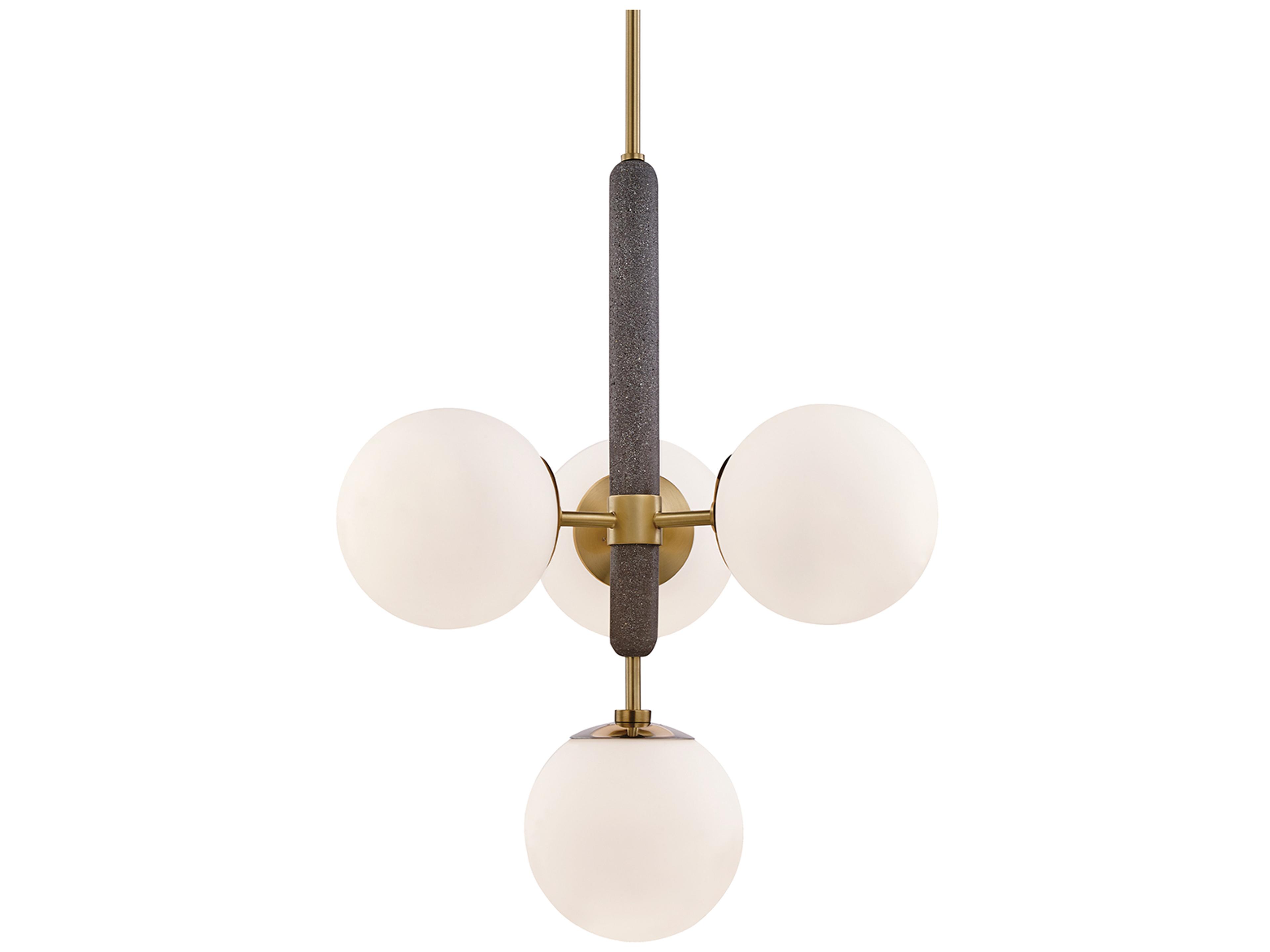 Mitzi Brielle 4-Light Aged Brass Glass Globe Pendant