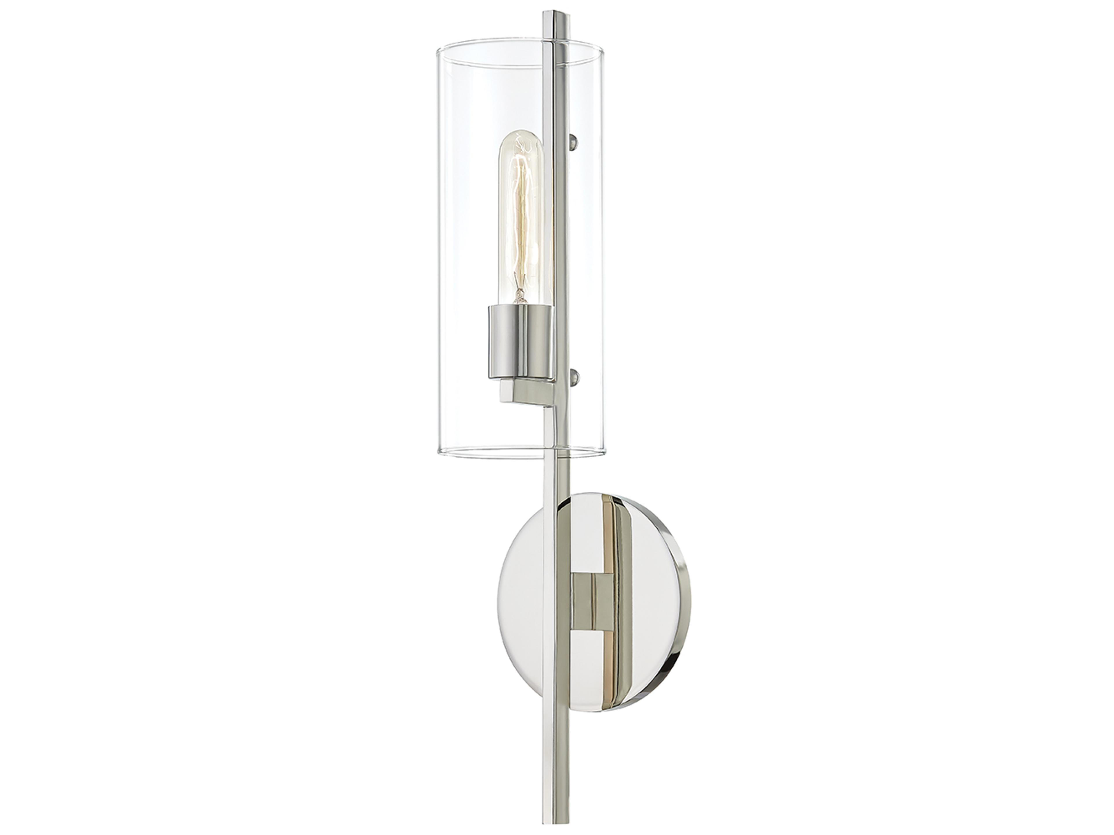 Mitzi Ariel 1-Light Polished Nickel Glass Wall Sconce