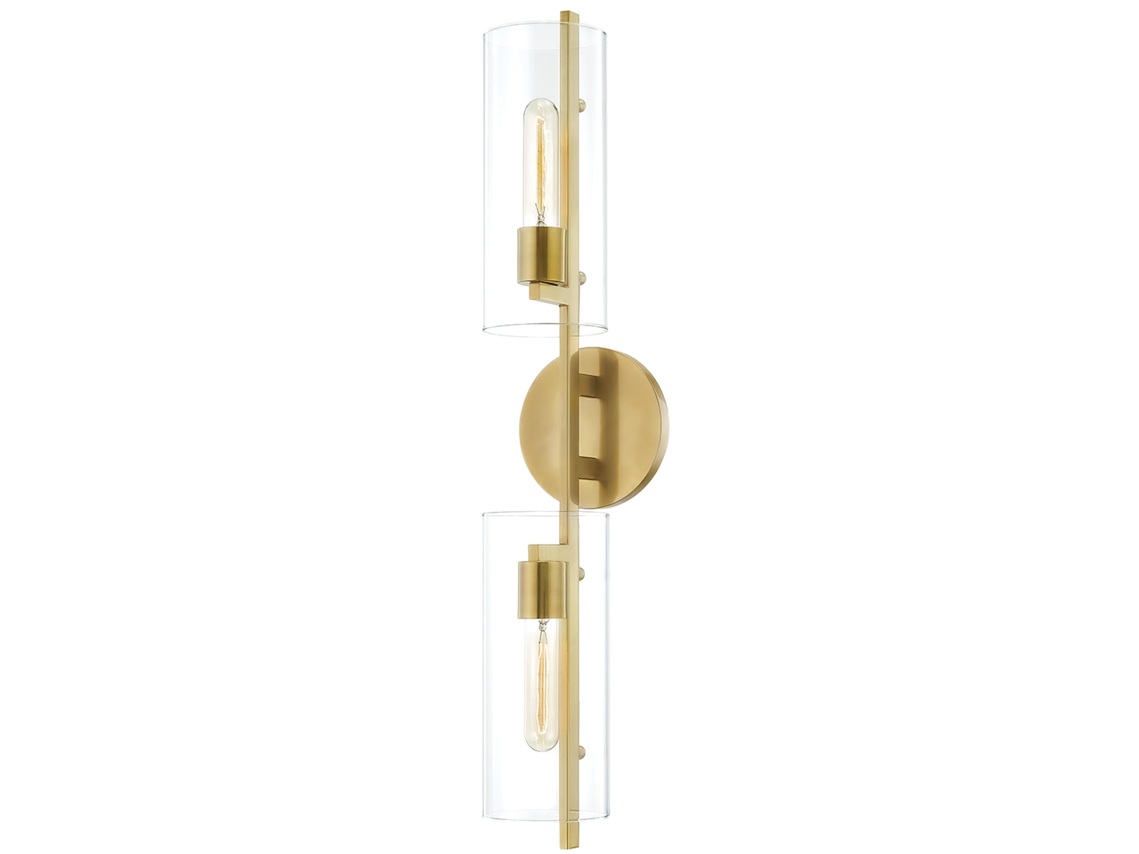 Mitzi Ariel 2-Light Aged Brass Glass Wall Sconce
