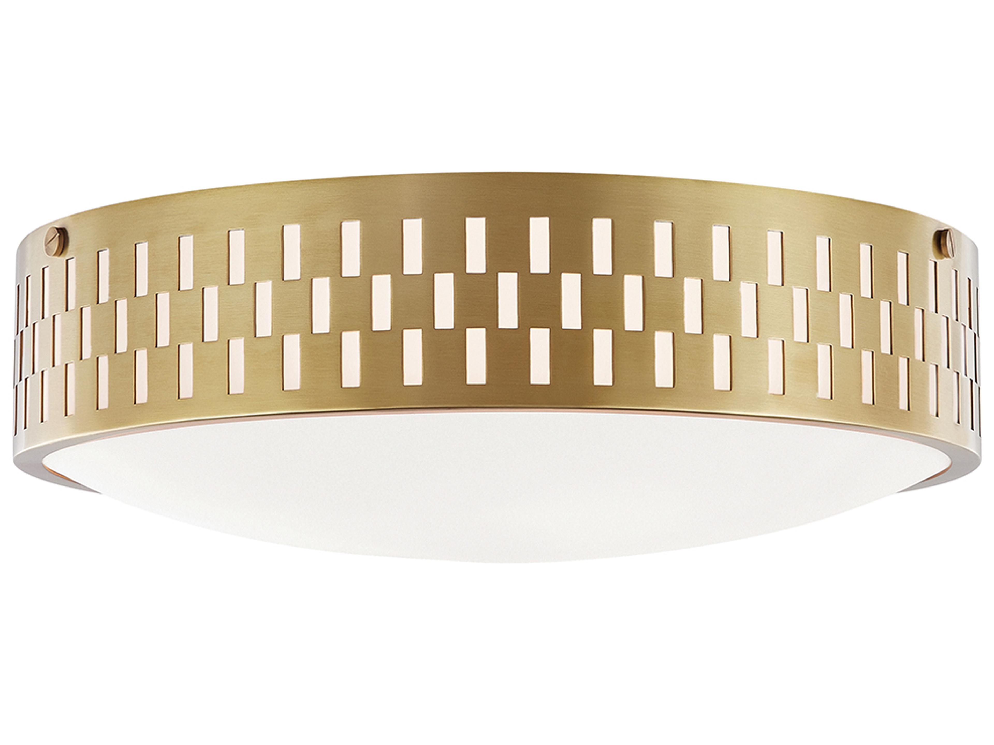 Mitzi Phoebe 3-Light Aged Brass Glass Drum Geometric Flush Mount