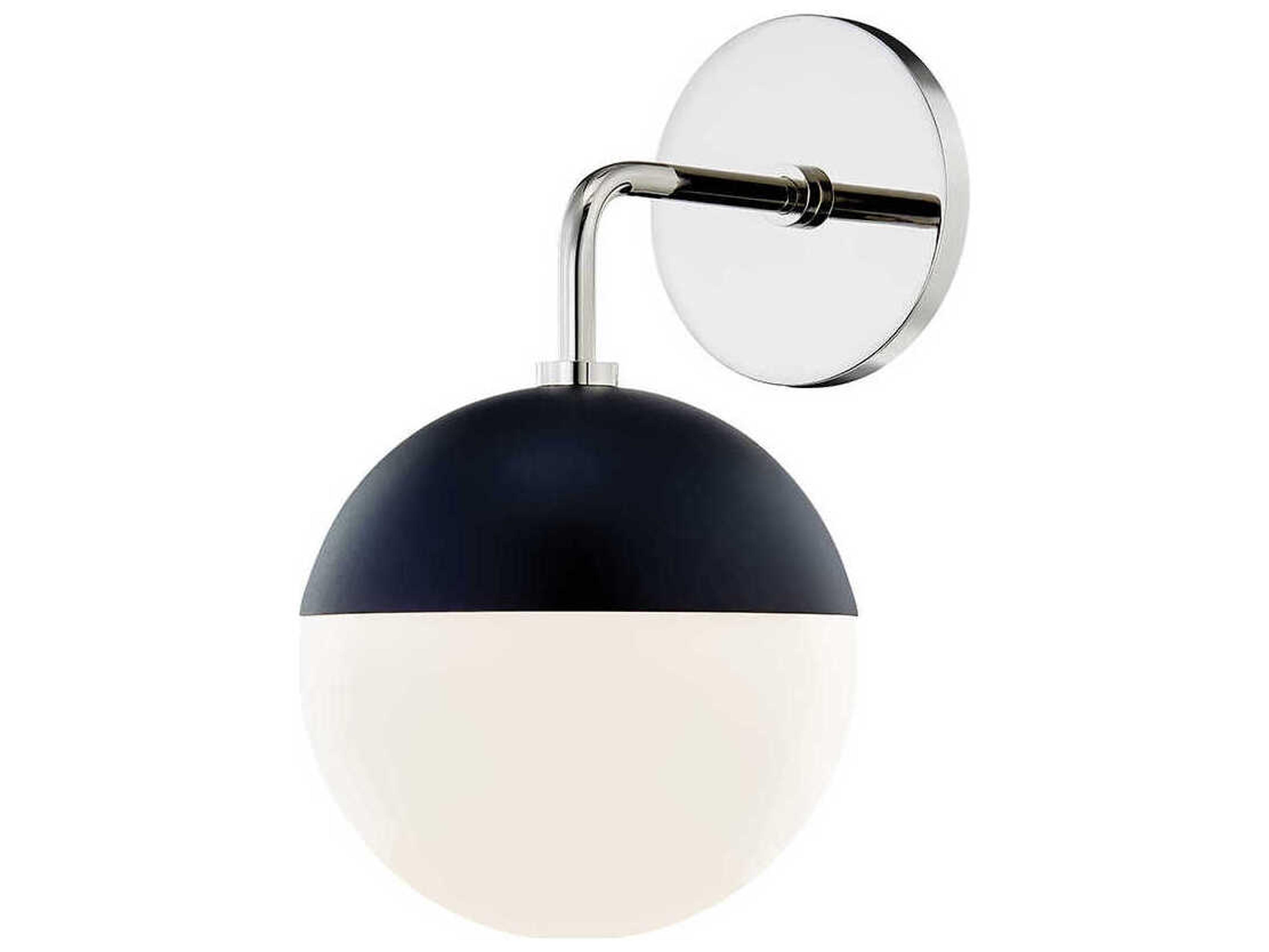 Mitzi Renee 1-Light Polished Nickel Black Glass Wall Sconce