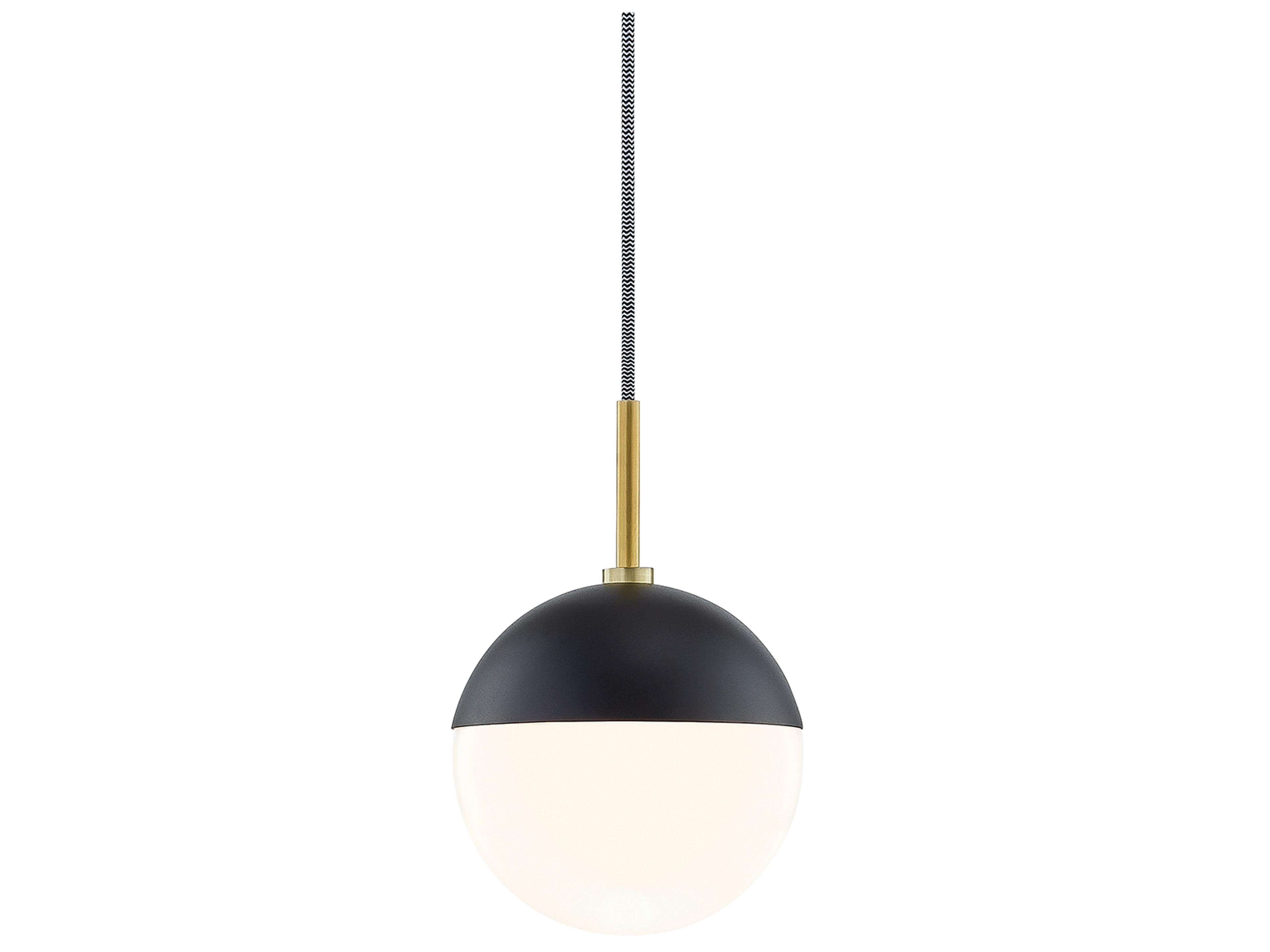 Mitzi Renee 1-Light Aged Brass Black Glass Globe Mini Pendant