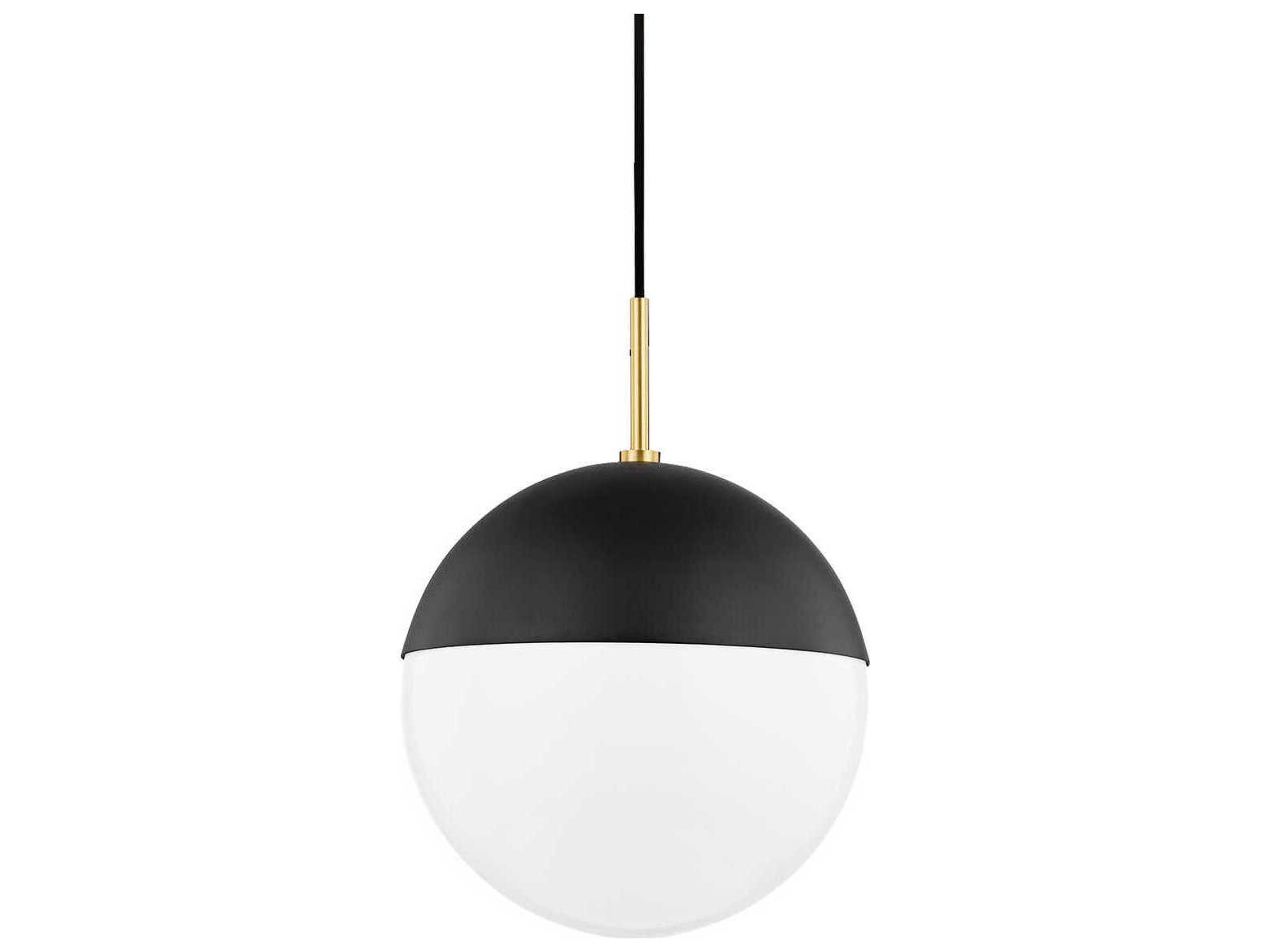 Mitzi Renee 1-Light Aged Brass Black Glass Globe Mini Pendant