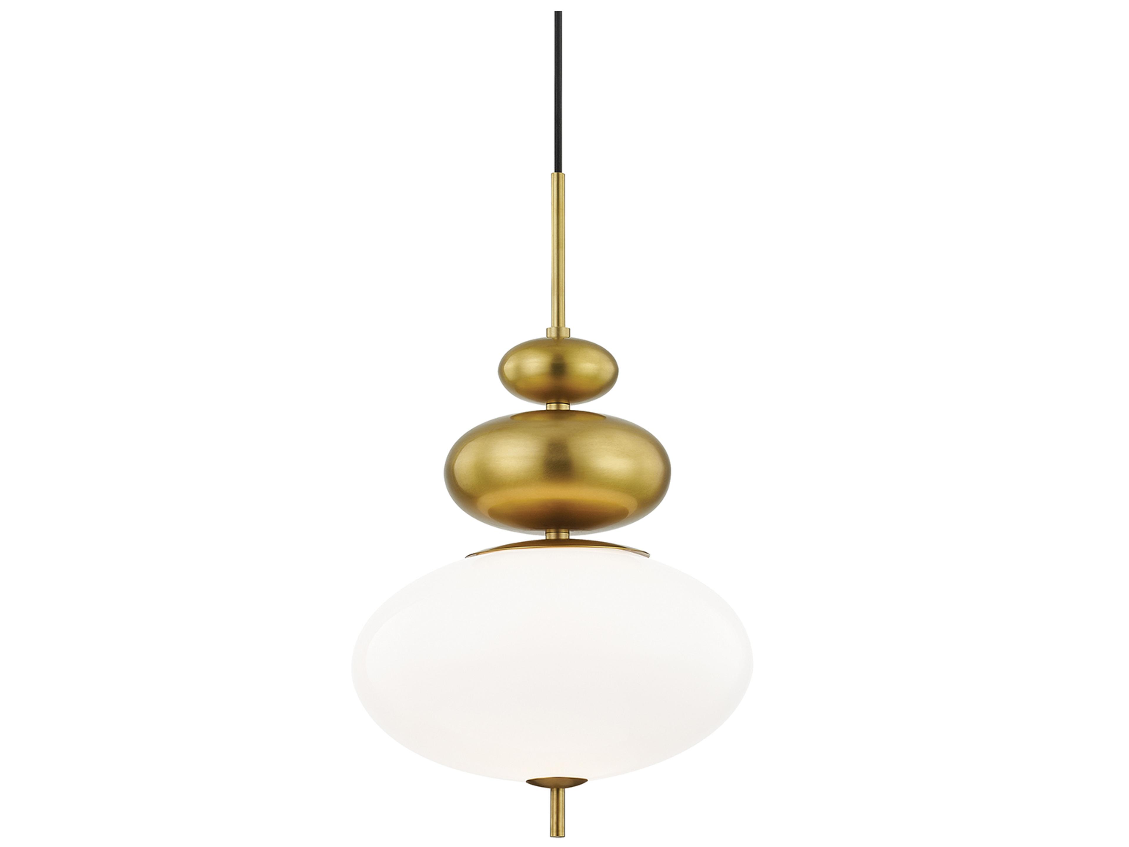 Mitzi Elsie 1-Light Aged Brass Glass Round Pendant