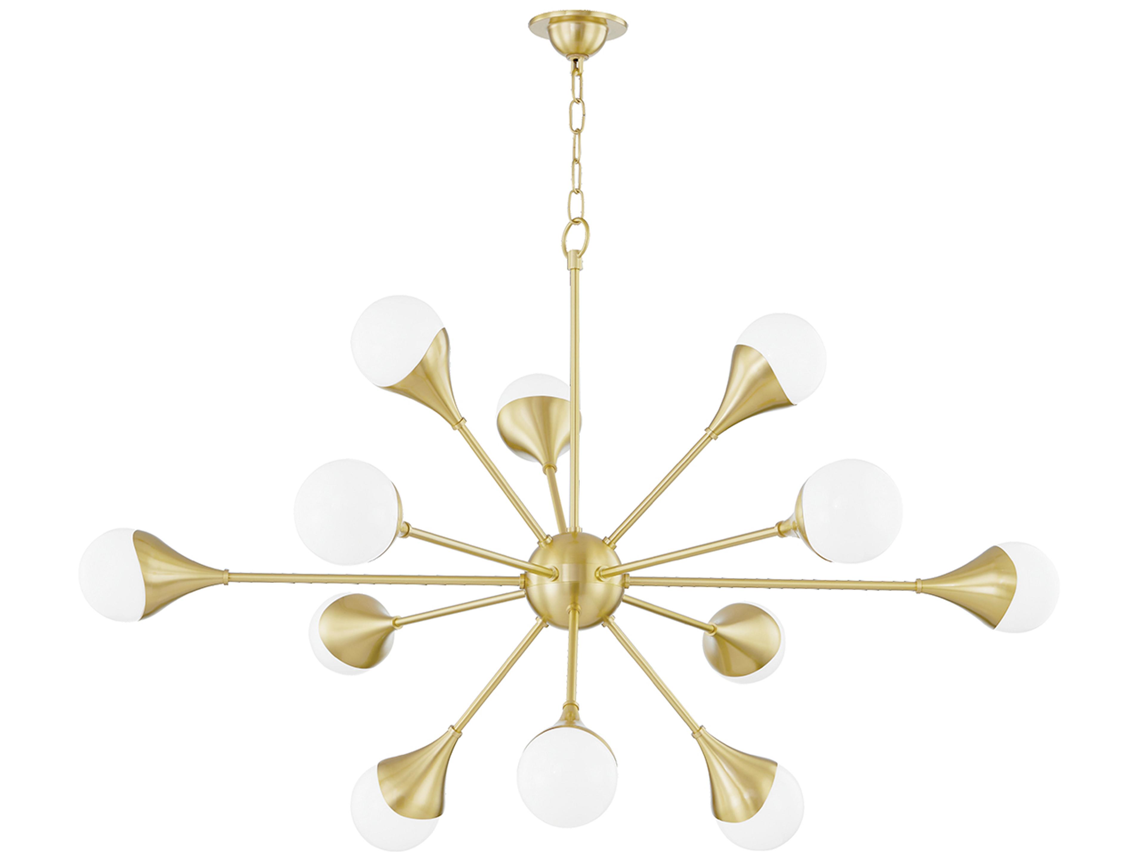 Ariana 12-Light Aged Brass Glass LED Globe Sputnik Chandelier